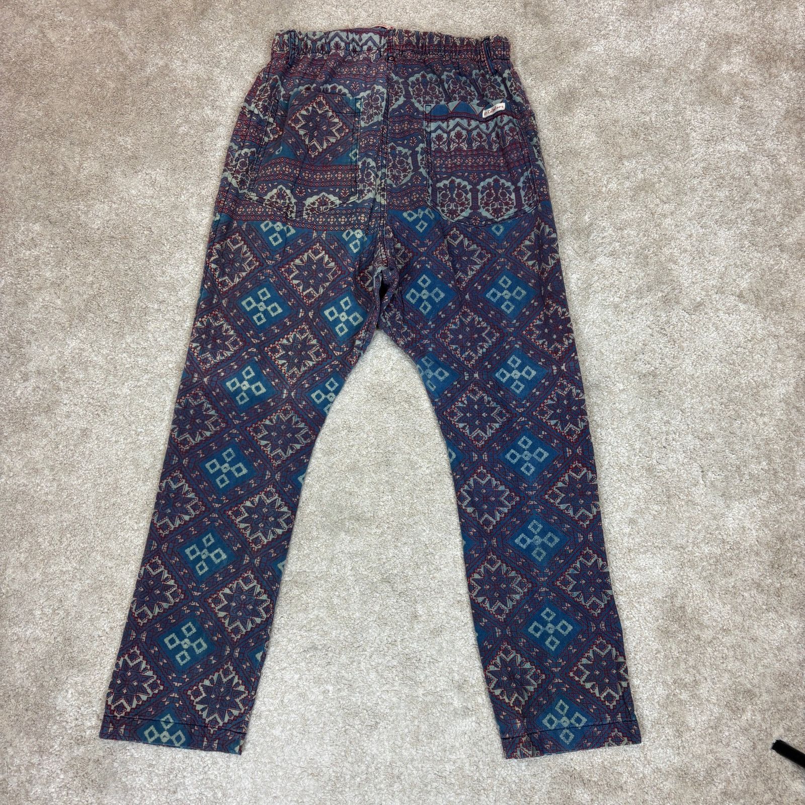 Dr. Collectors Dr. Collectors P23 Ajrakh Burgundy Indigo Print D Pants Med Size US 30 / EU 46 - 3 Thumbnail