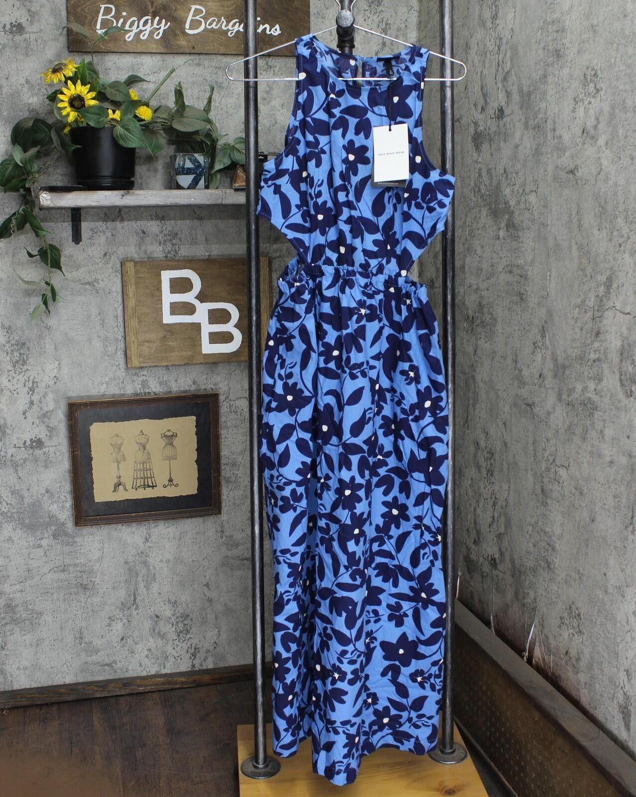 Other Nwt Who What Wear Sleeveless Dress 84208143 S Blue Floral Size S / US 4 / IT 40 - 1 Thumbnail