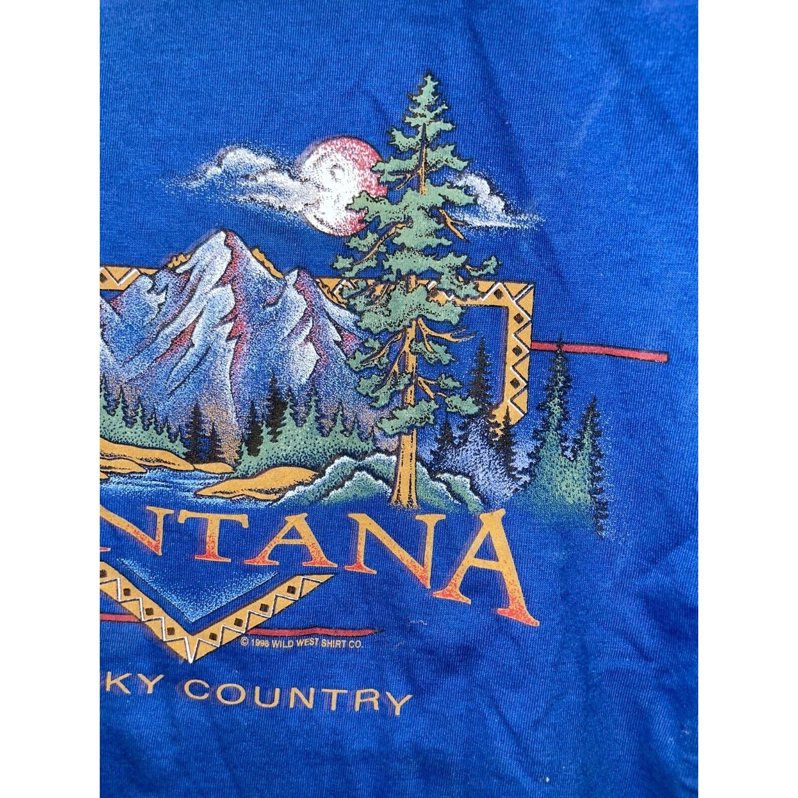 Jerzees Vintage Montana Shirt Big Sky Country Blue Tee VTG 90s Large Size US L / EU 52-54 / 3 - 3 Thumbnail