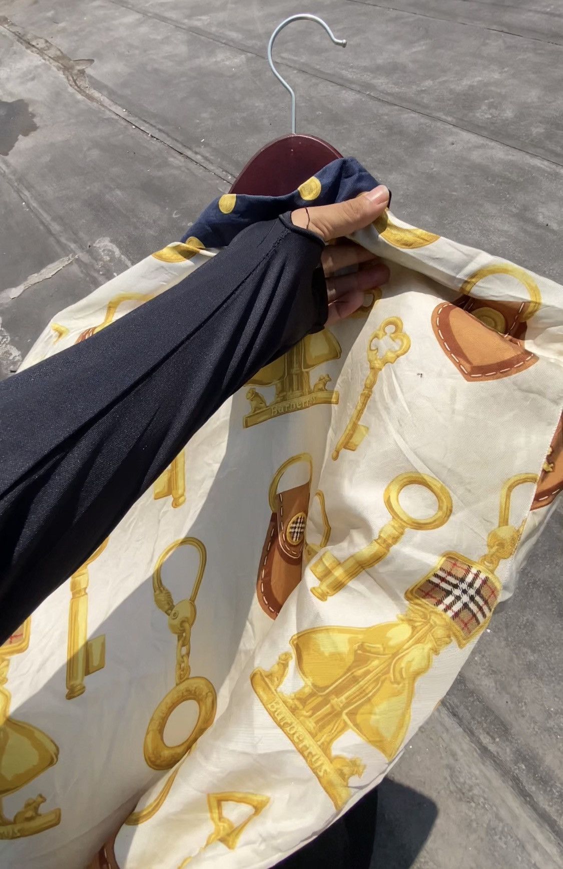 Vtg Burberry Silk Baroque Print Shirt