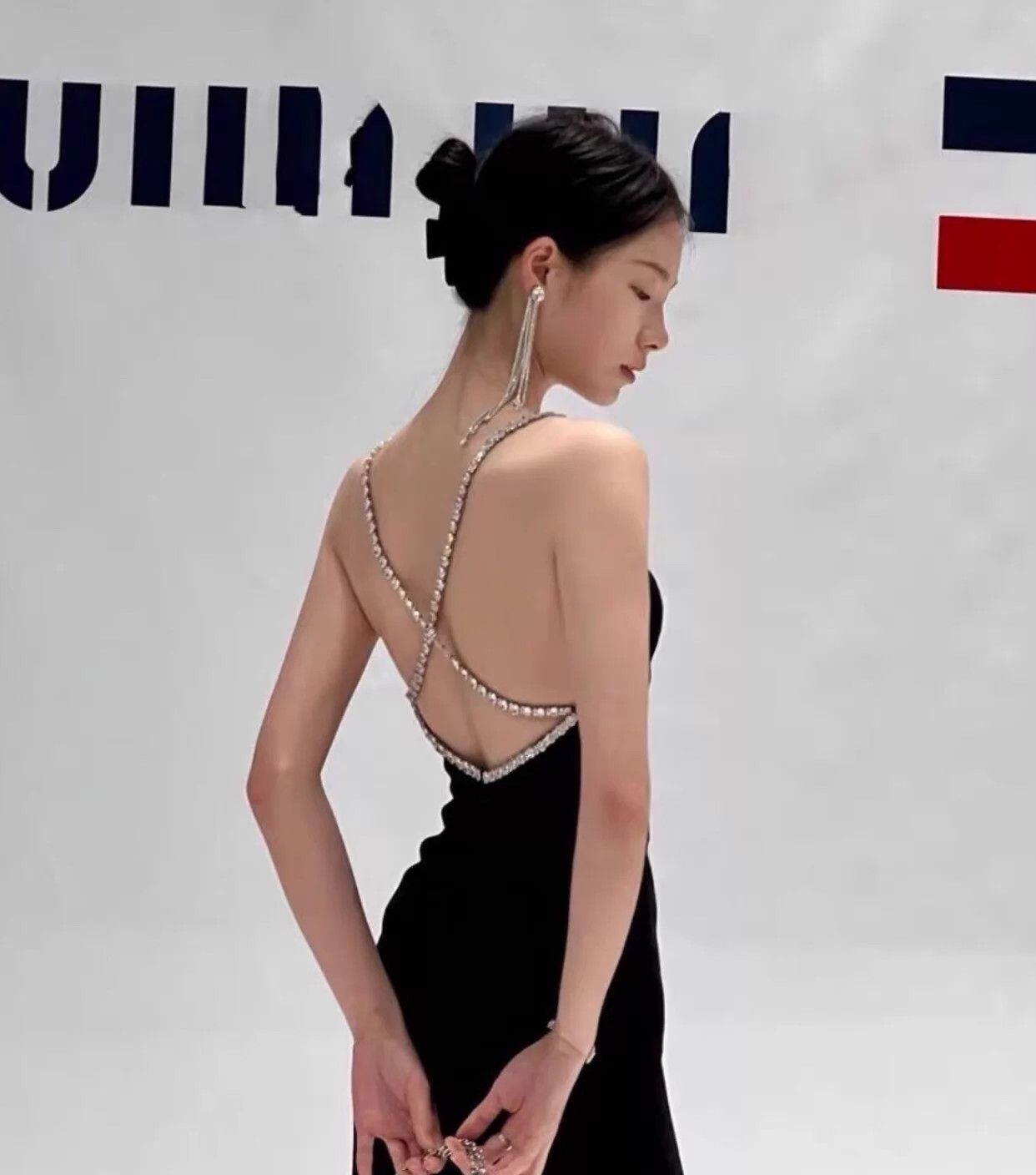 Miu Miu MIU MIU Gatsby Back Cross Crystal Black Dress 40 New Size S / US 4 / IT 40 - 2 Thumbnail