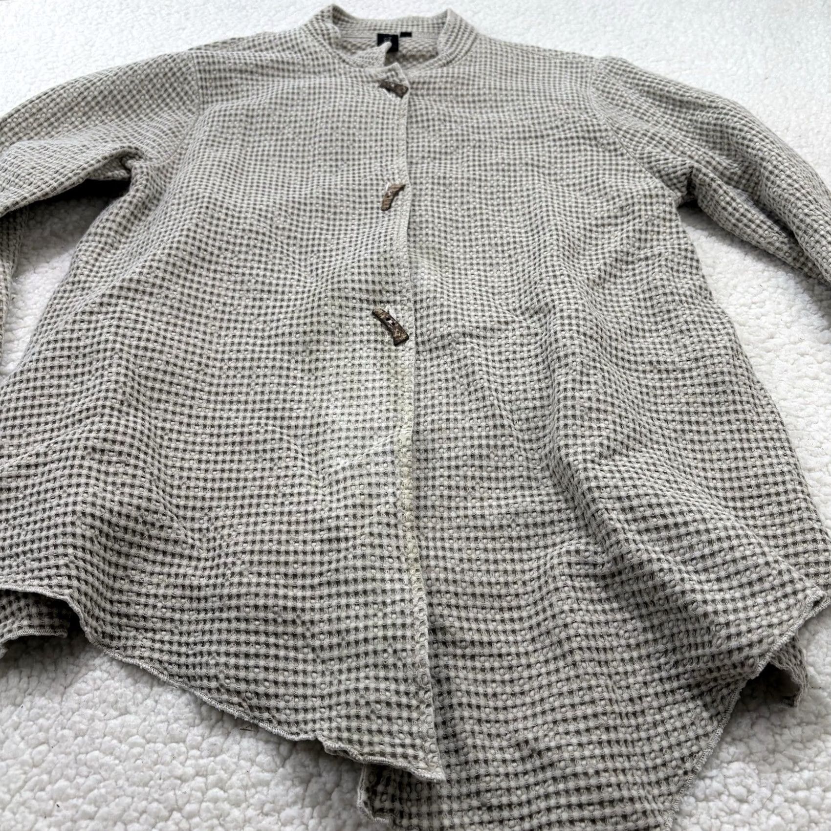 Alife VINTAGE Focus Casual Life Sweater Cardigan Waffle-Knit High Neck Size S Tan Beige Women Size S / US 4 / IT 40 - 2 Thumbnail