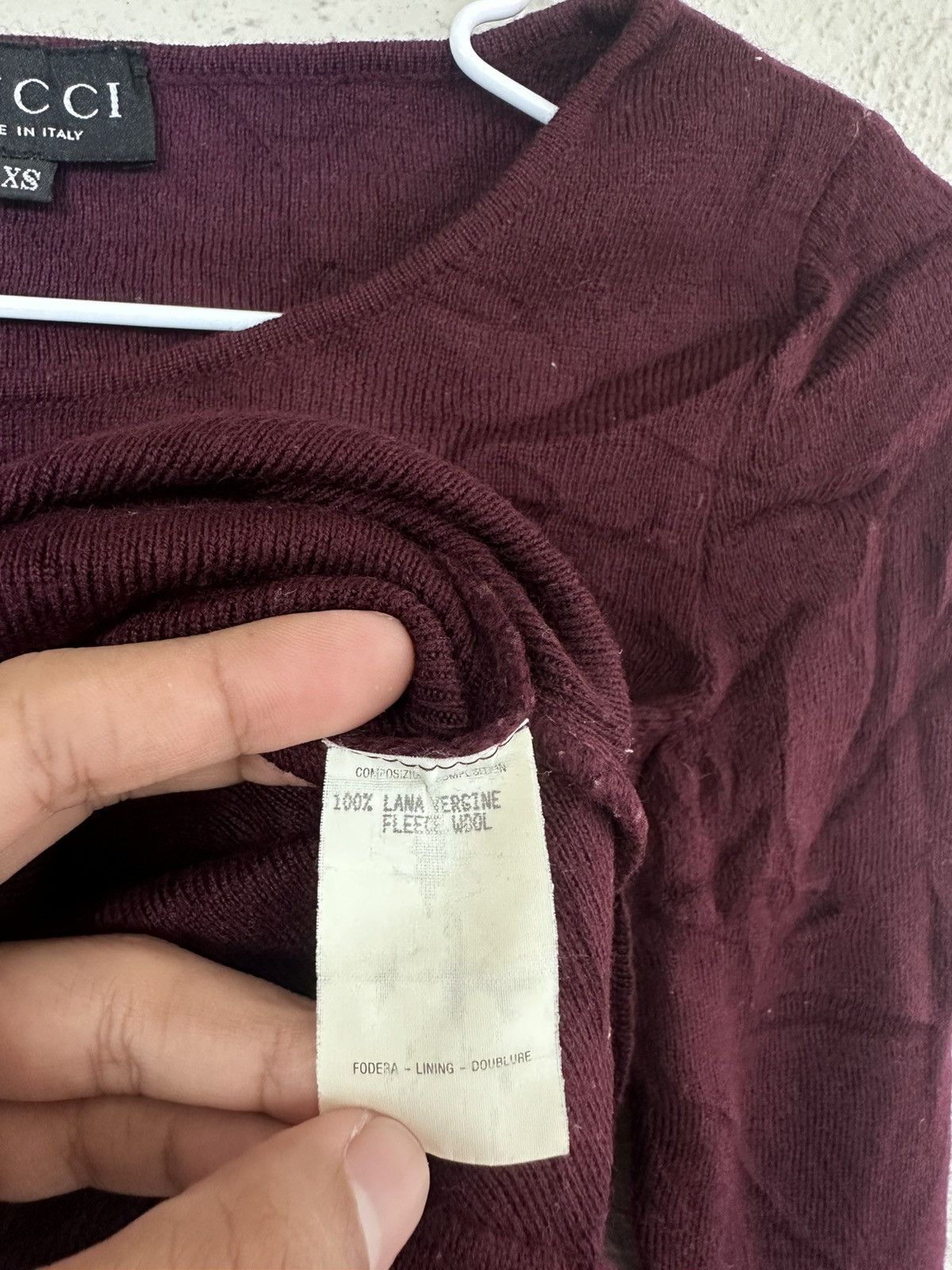 Gucci FW1996 Gucci by Tom Ford Burgundy Stretch Knit Wool Size XS / US 0-2 / IT 36-38 - 3 Thumbnail