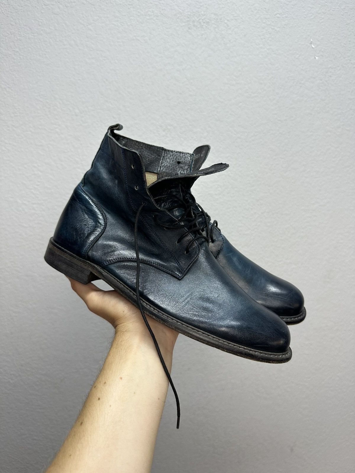 If Six Was Nine Vintage Italian AS 98 Rick Owens Style Leather Biker Boots Size US 9 / EU 42 - 2 Thumbnail