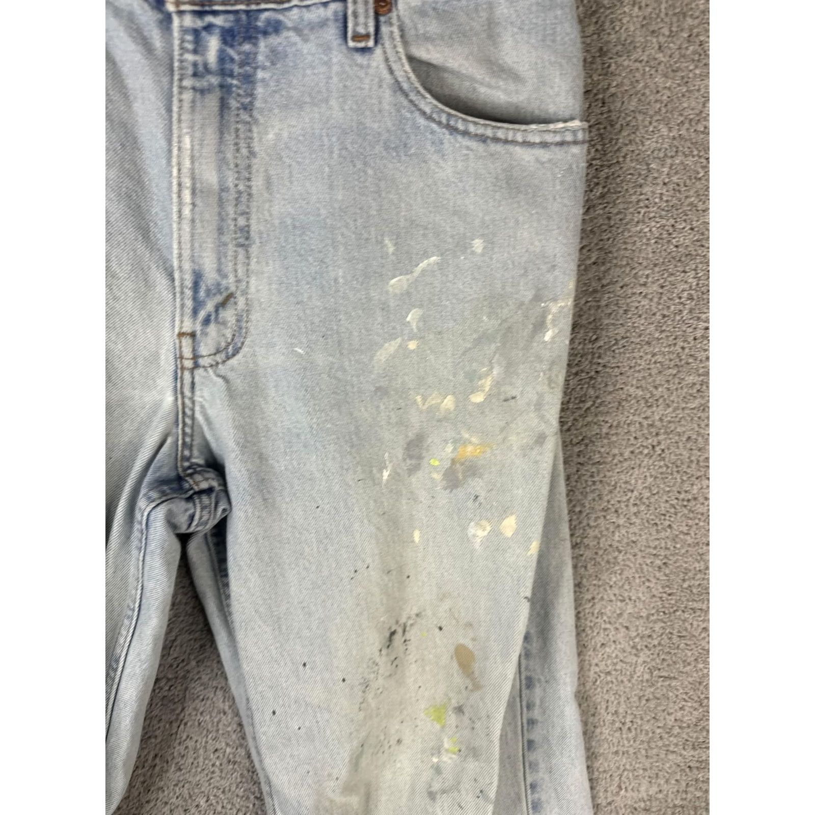 Levi's VINTAGE Levi's 560 Jeans Mens 33x34 Light Wash Blue Paint Loose Tapered USA 90s Size US 33 - 6 Thumbnail