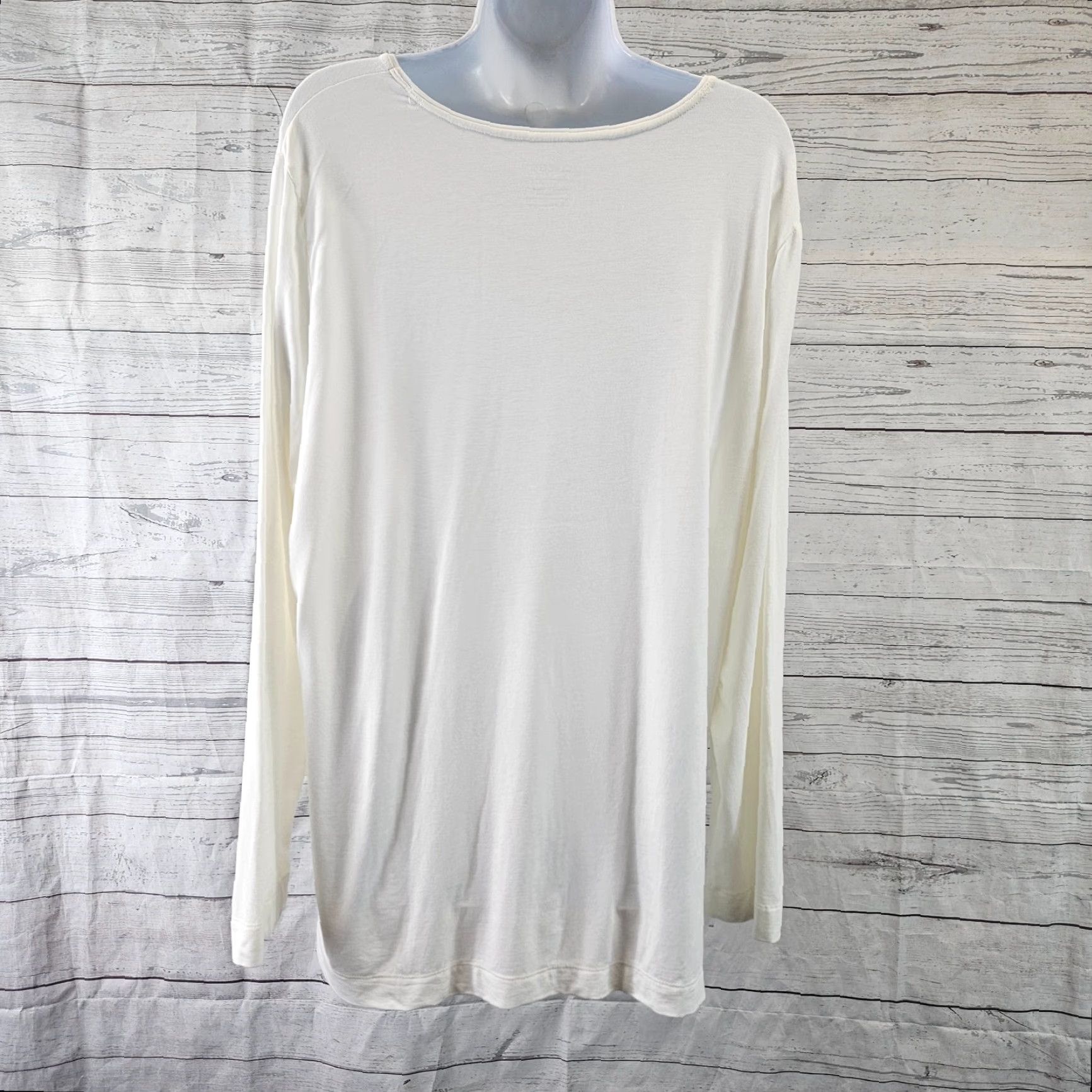 Vintage Chico's Womens Ultimate Tee 2XL Ivory Gold Long Sleeve Rayon Blend Shirt Adult Womens Size XXL / US 16-18 / IT 52-54 - 4 Thumbnail
