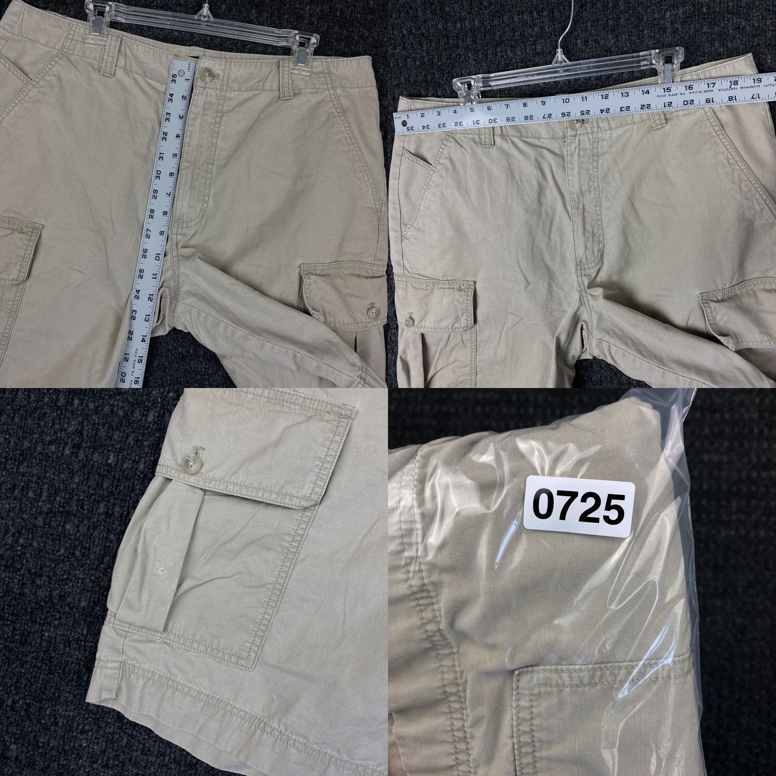 Calvin Klein VINTAGE Calvin Klein Cargo Shorts Mens 36 Beige Baggy 90s y2k Grunge Cargo Pocket Distressed 11in Inseam Cotton Regular Men Size US 36 / EU 52 - 8 Thumbnail