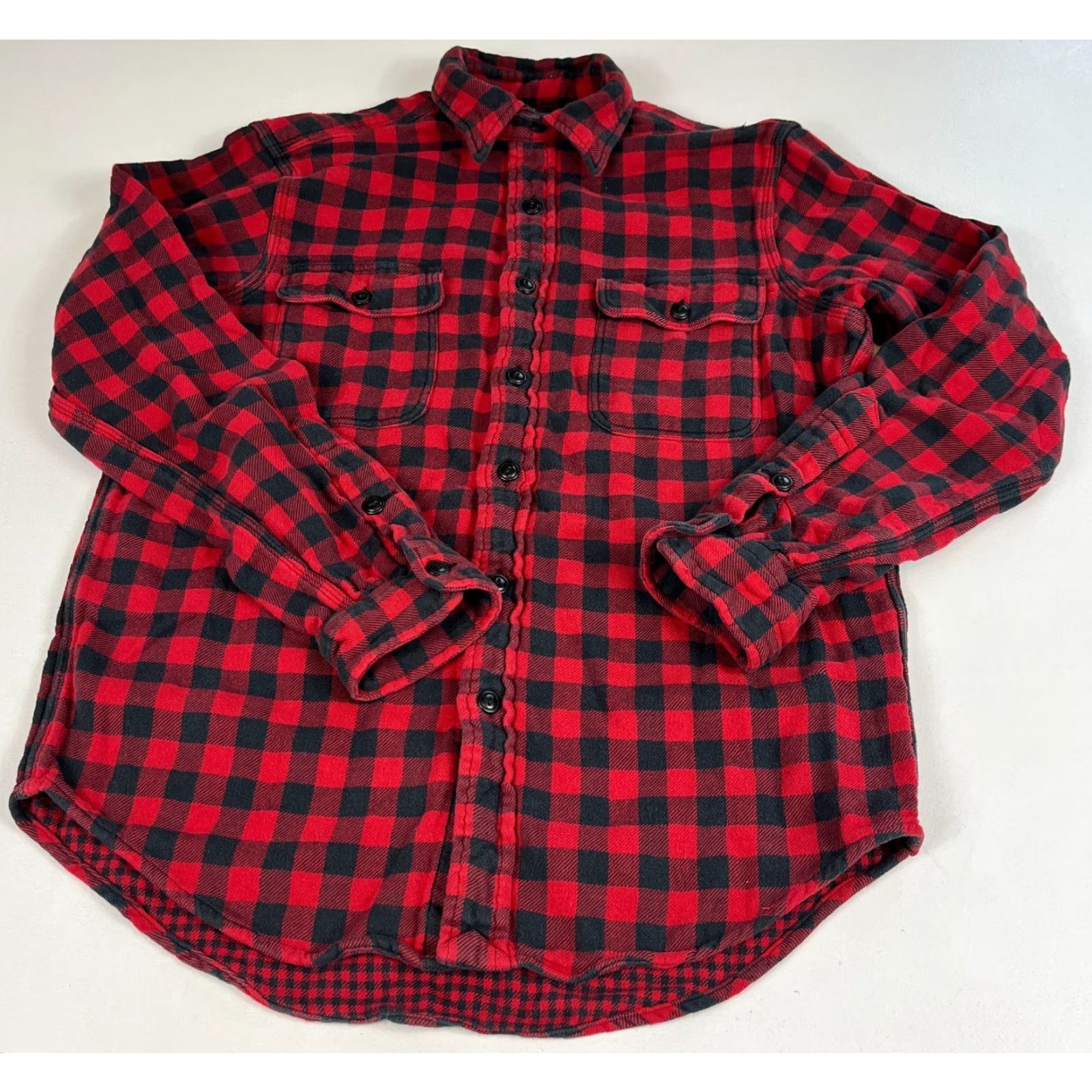 Polo Ralph Lauren Polo Ralph Lauren Men's Button-Up Shirt Buffalo Plaid Two-Ply Flannel Red 100% Cotton Size M Long Sleeve Classic Outdoor Pockets Mens Size US M / EU 48-50 / 2 - 3 Thumbnail