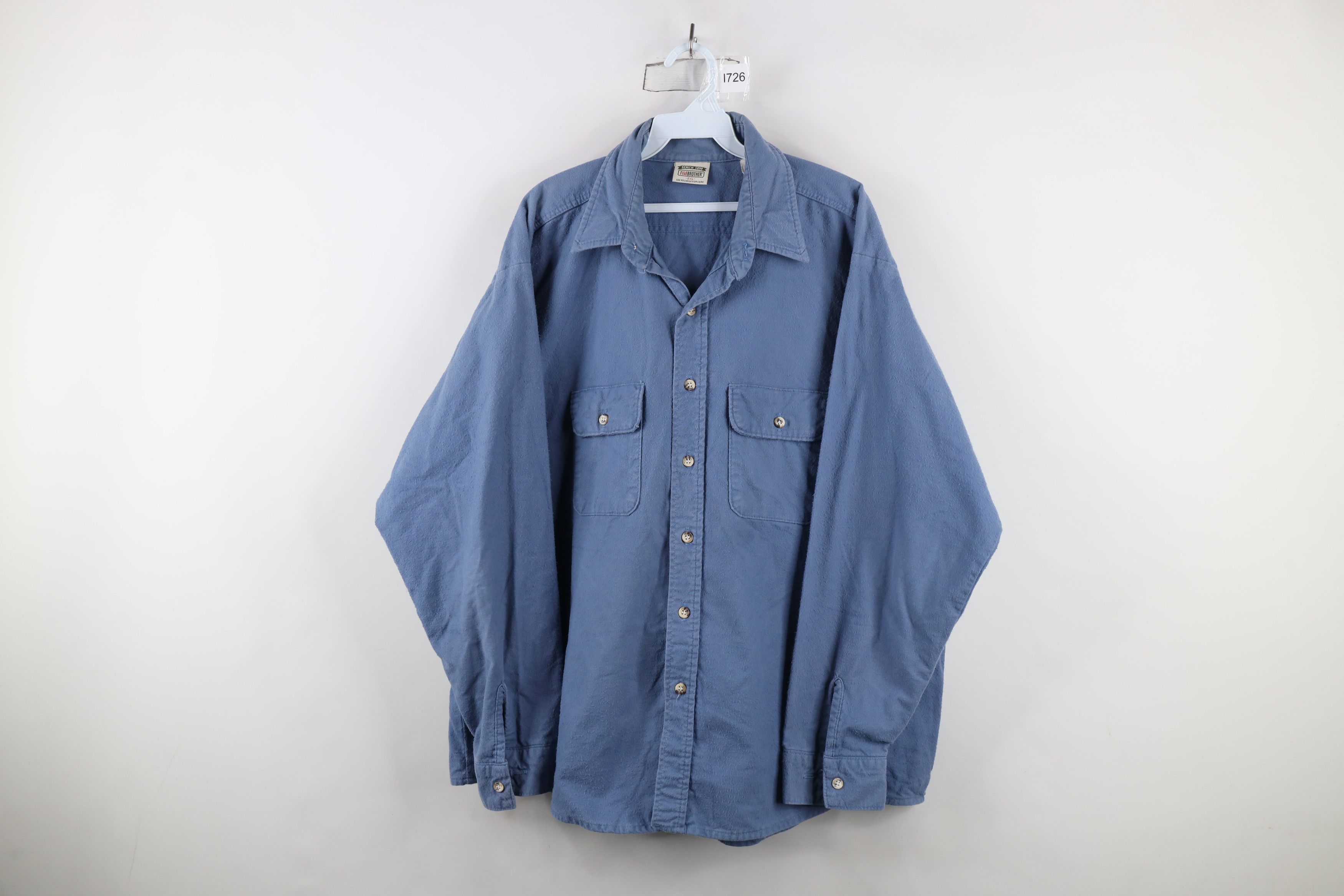 FiveBrother × Vintage Vintage 90s Five Brother Chamois Cloth Button Shirt Blue USA Size US XXL / EU 58 / 5 - 1 Thumbnail