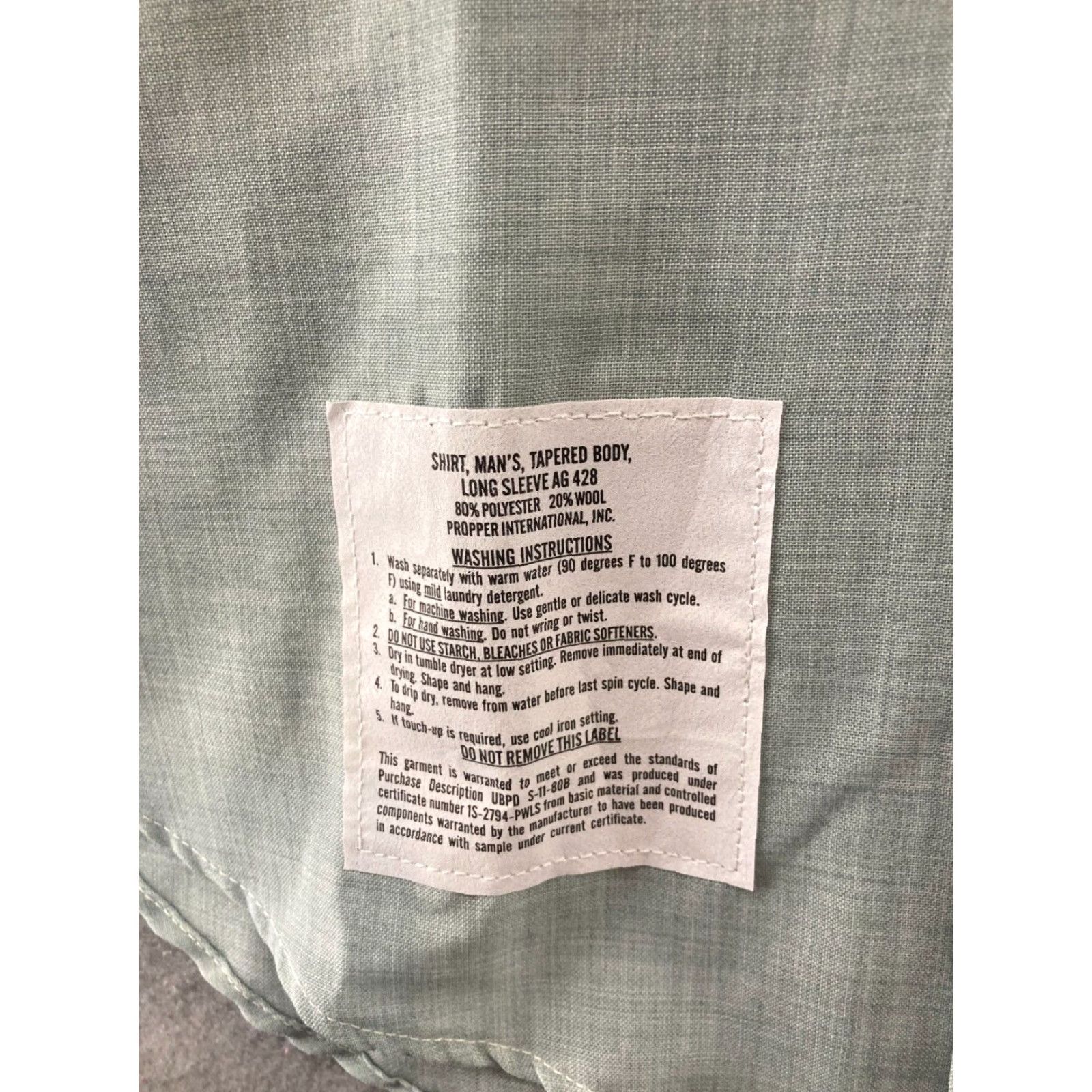 Propper PROPPER Mens Military Shirt Button-Up Long Sleeve Green Wool Blend NWT 16.5/32 Casual Seasoned Ready-to-Wear Mens Size US L / EU 52-54 / 3 - 3 Thumbnail