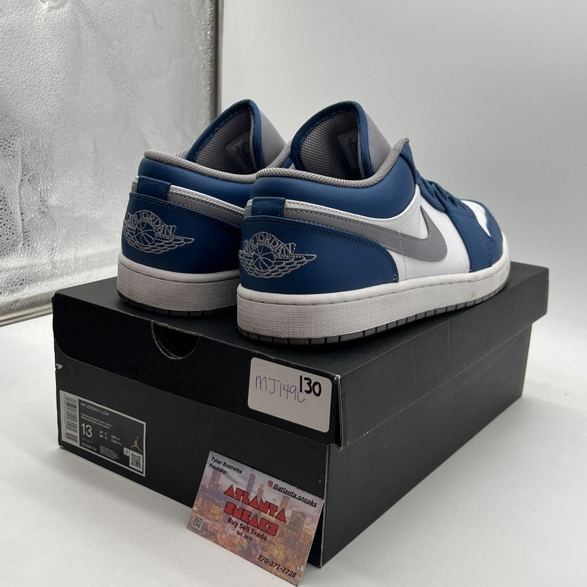 Nike Air Jordan 1 low true blue cement Size US 13 / EU 46 - 5 Thumbnail