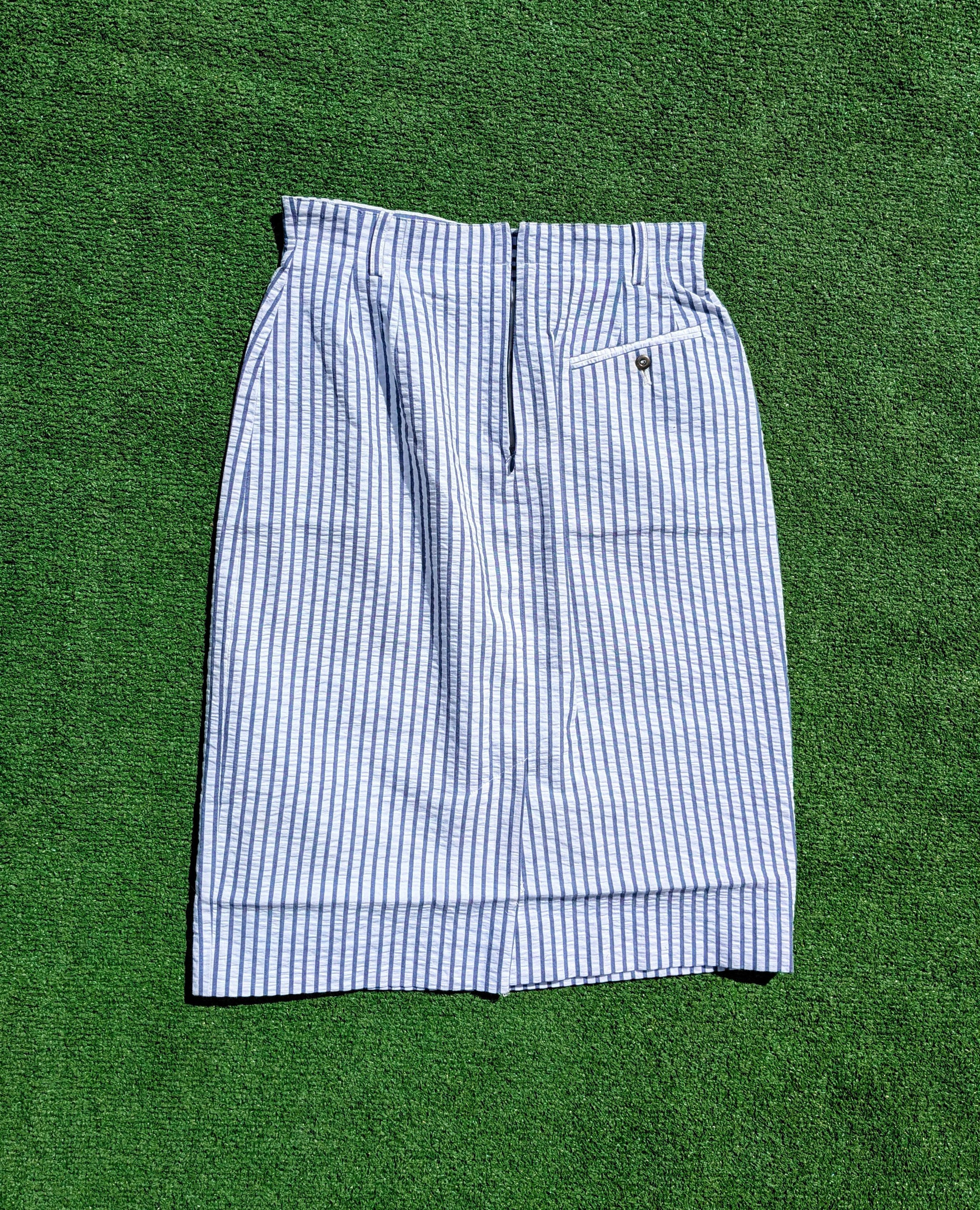 Designer Liz Claiborne Seersucker High Waisted Maxi Zip Skirt Size 30" / US 8 / IT 44 - 8 Thumbnail