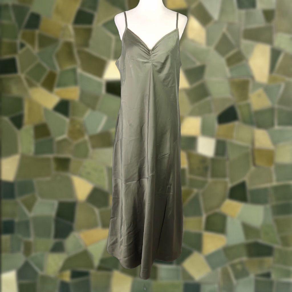 Banana Republic Banana Republic A-Line Dress Womens 8 Green Ruched V-Neck  Business Casual | Grailed