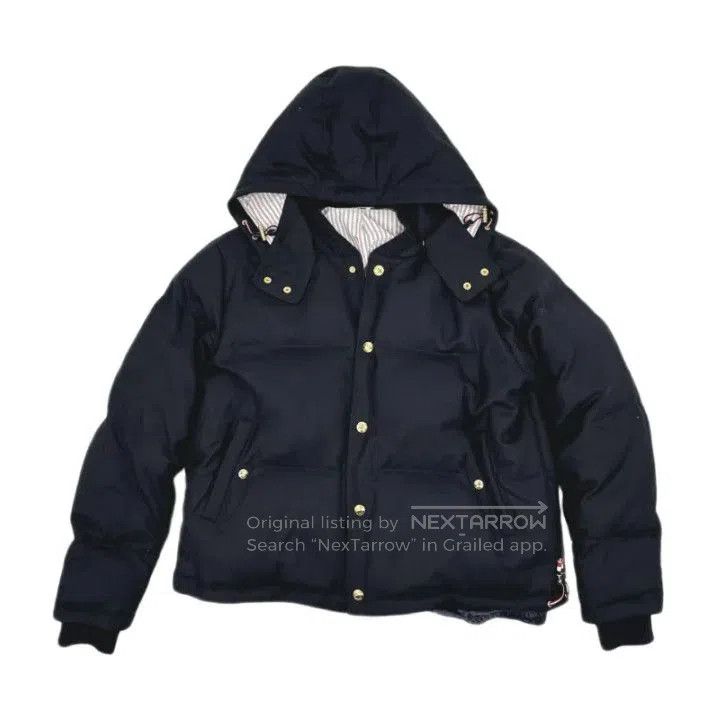 Thom Browne Thom Browne Navy Hooded Down Jacket. Size US XXL / EU 58 / 5 - 1 Thumbnail