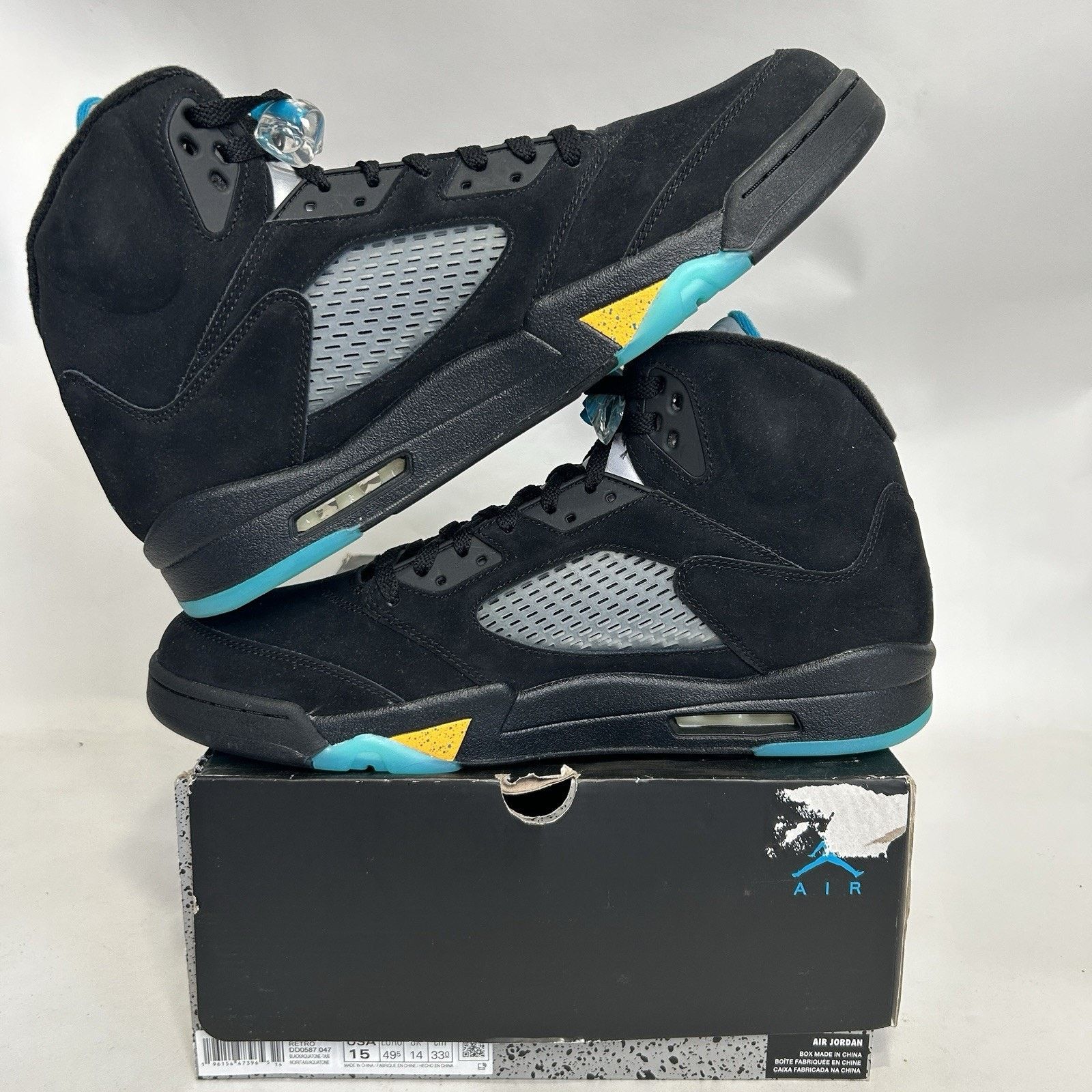 Jordan Brand Nike Air Jordan 5 Retro OG “Aqua/Black Yellow Blue” Size US 15 / EU 48 - 3 Thumbnail