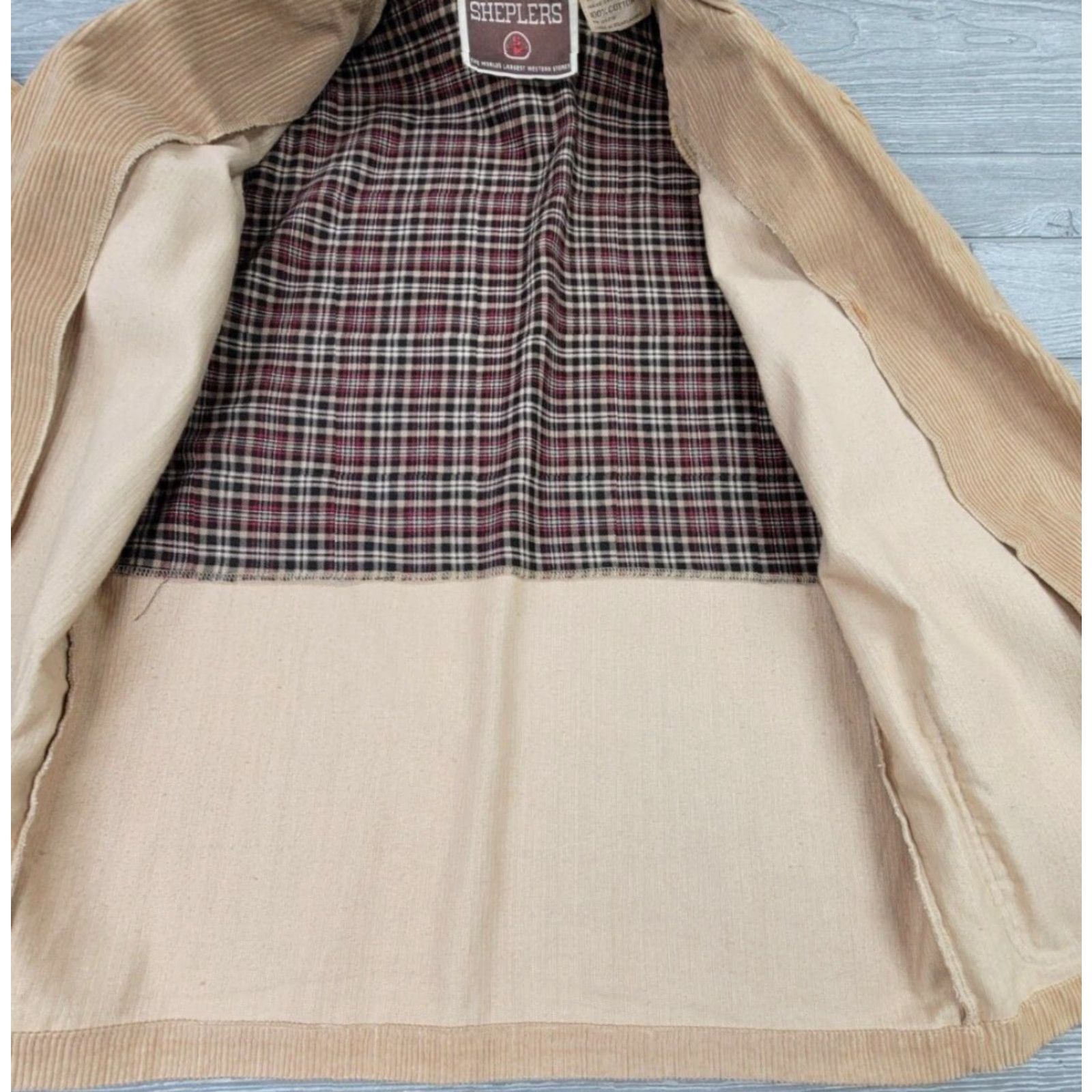 Vintage VINTAGE Sheplers Beige Corduroy Western Jacket - Sz S - Plaid Lined - Women's Casual Southwestern Western Coat with Fringe and Pockets Size S / US 4 / IT 40 - 6 Thumbnail