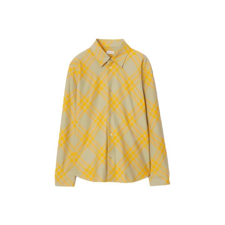 Burberry Burberry Yellow Checkered Long Sleeve Shirt 0079 Size M / US 6-8 / IT 42-44 - 1 Thumbnail