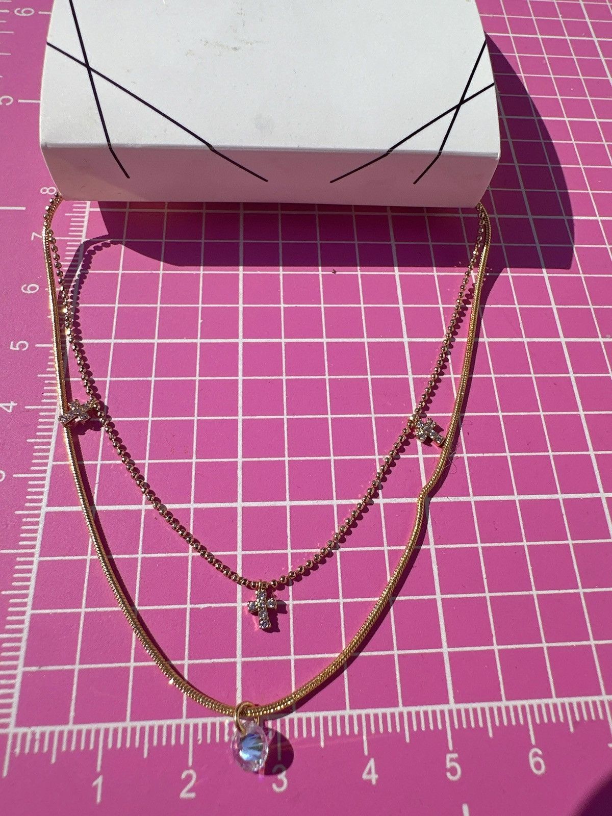 Designer ALDO 2 pc bundle anklets Gold tone chain diamond paved cross Size ONE SIZE - 3 Thumbnail