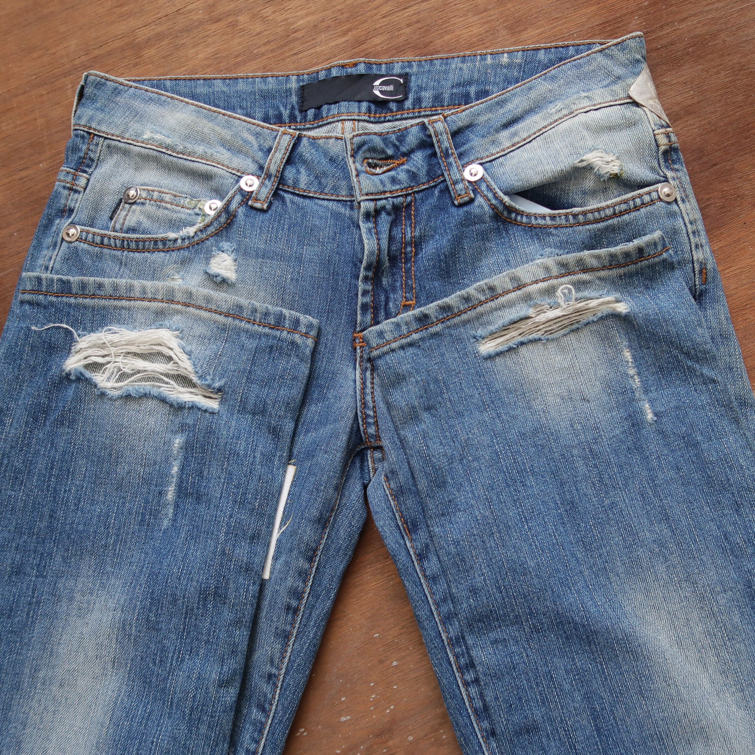 Just Cavalli Just Cavalli Distressed Patchwork Denim like Hedi Slimane Size US 29 - 15 Thumbnail