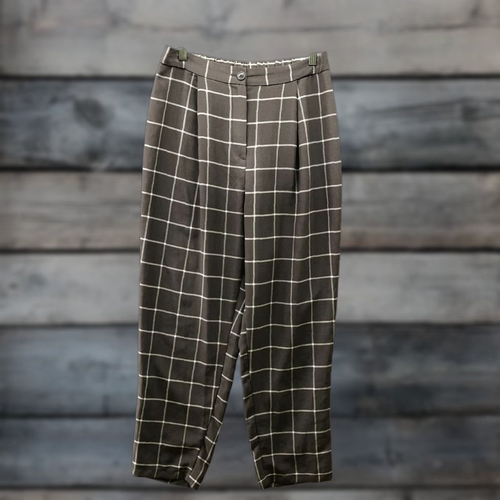 H&M H&M High Waisted Wide Leg Dress Pants Womens 10 Gray Plaid Pleated Relaxed Wide-Leg Pants Dress Pants Mens? Size 32" / US 10 / IT 46 - 1 Thumbnail