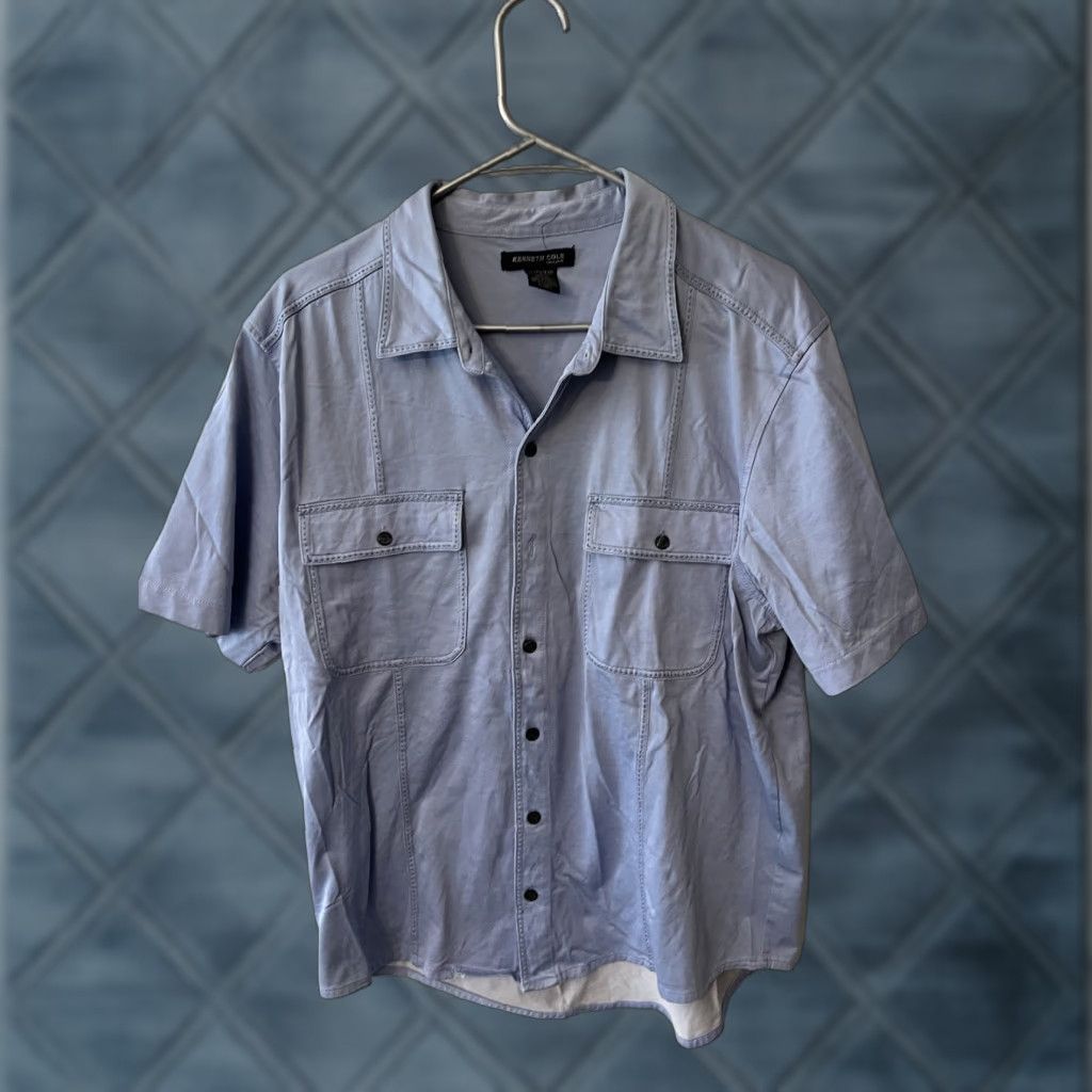 Kenneth Cole Kenneth Cole Men's Blue Shirt Short Sleeve XL Cotton Polyester Button-Up Shirt Size US XL / EU 56 / 4 - 1 Thumbnail