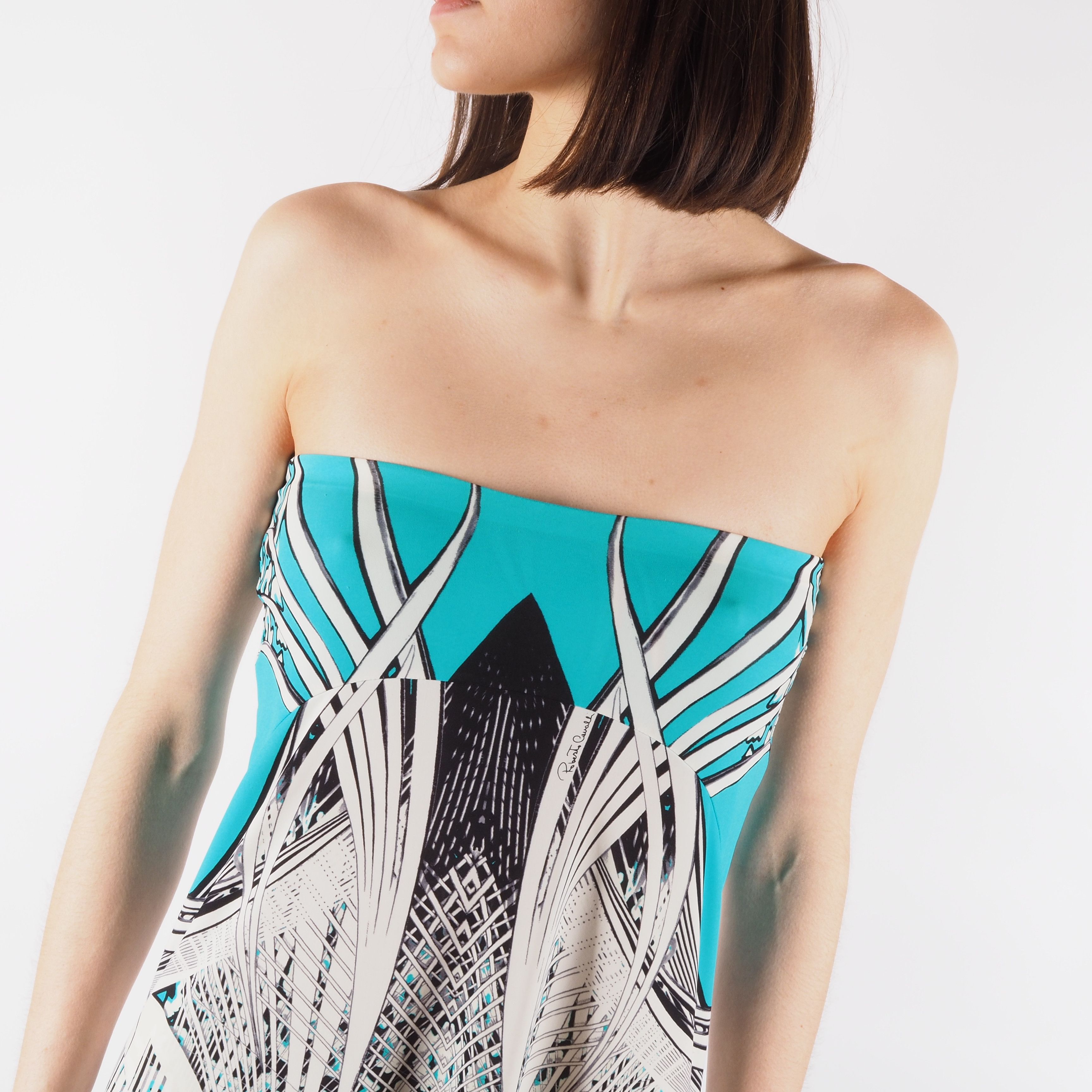 Roberto Cavalli Roberto Cavalli Vintage Strapless Abstract Print Midi Dress Size XS / US 0-2 / IT 36-38 - 3 Thumbnail