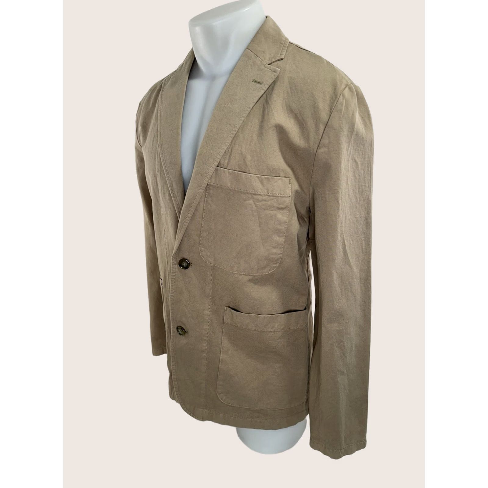 J.Crew J.CREW Blazer - Unstructured Mens 38 Cotton Blend Tan Blazer Shirt Jacket B17 Vintage? Size 38R - 1 Thumbnail