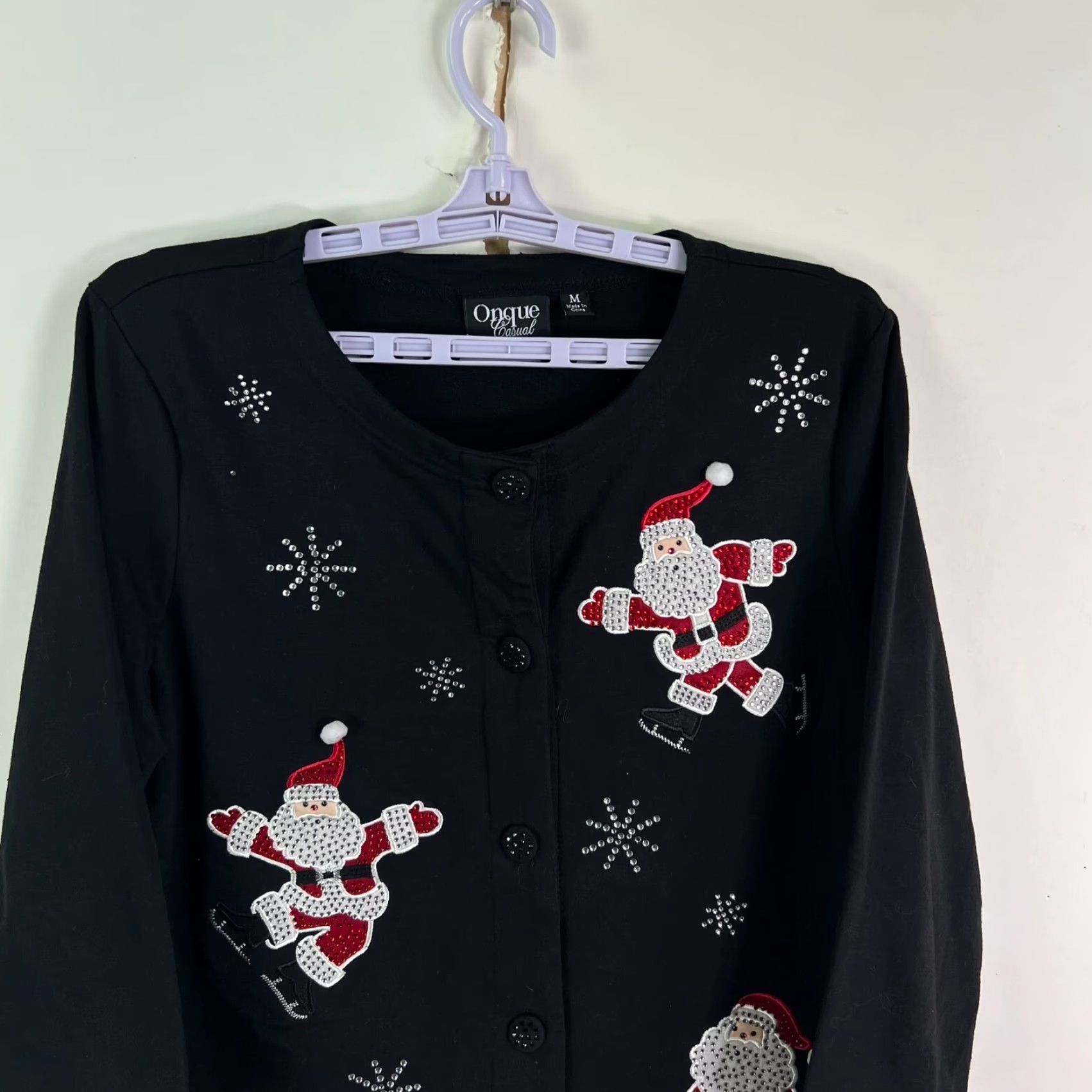Vintage VINTAGE Onque Casuals Santa Cardigan Sweater Womens Large Black Holiday Christmas Knit Size M / US 6-8 / IT 42-44 - 3 Thumbnail