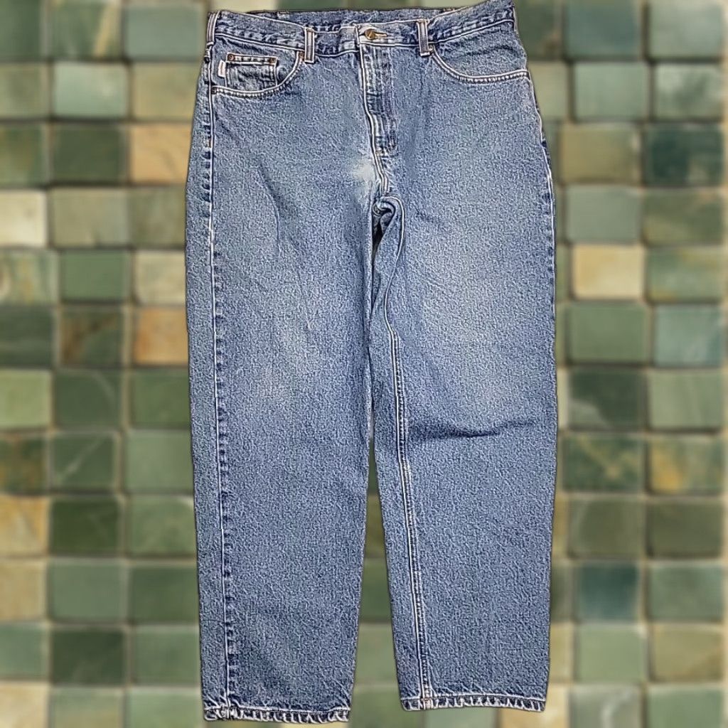Carhartt VINTAGE Carhartt Jeans Men 38x30 Blue Denim Relaxed Fit Faded Work Casual B17 Size US 38 / EU 54 - 1 Thumbnail