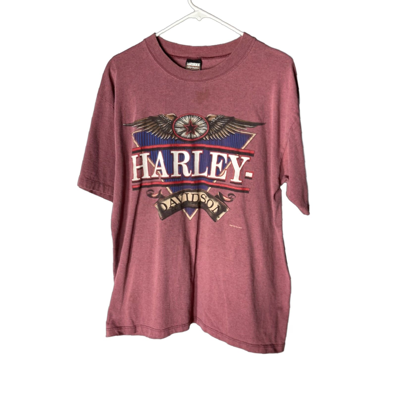Harley Davidson VINTAGE Harley-Davidson T-Shirt Men's Large Red Fun Wings 90s Single Stitch Size US L / EU 52-54 / 3 - 1 Thumbnail