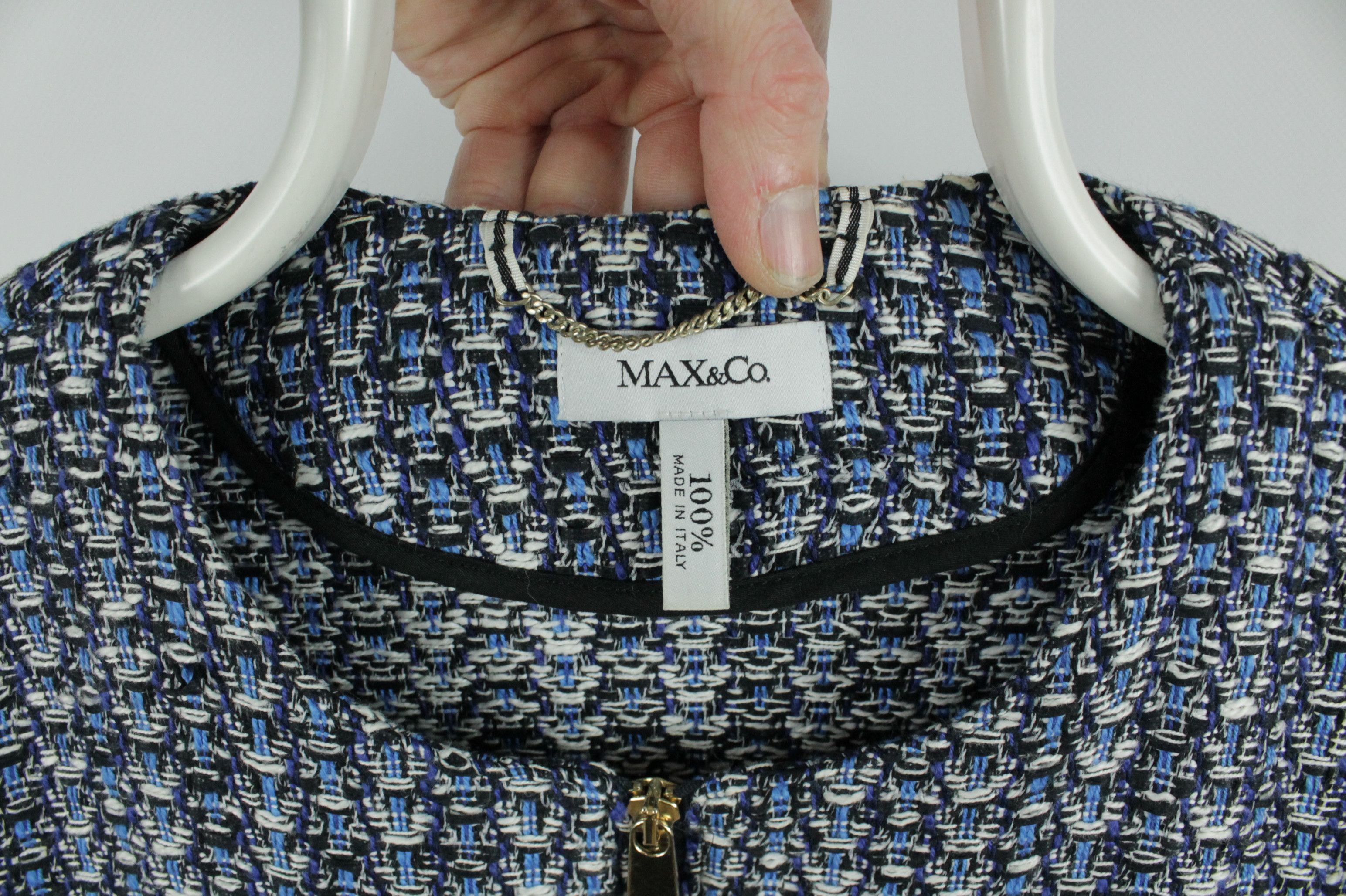 MAX&Co. × Max Mara Max & Co. By Max Mara Full Zip Blue Pattern Short Jacket Size M / US 6-8 / IT 42-44 - 8 Thumbnail