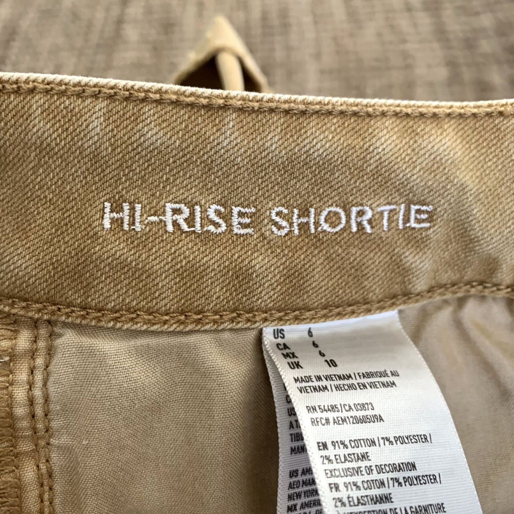 American Eagle Outfitters American Eagle Hi Rise Shortie Womens 6 Gold Denim Cut Offs Super Stretch Size 28" / US 6 / IT 42 - 4 Thumbnail