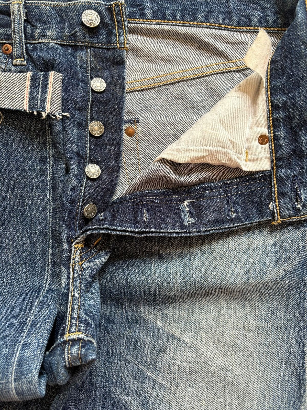 Levi's Vintage 80s Levis 503BXX Big E Selvedge Distress Baggy Jeans Size US 32 / EU 48 - 3 Thumbnail