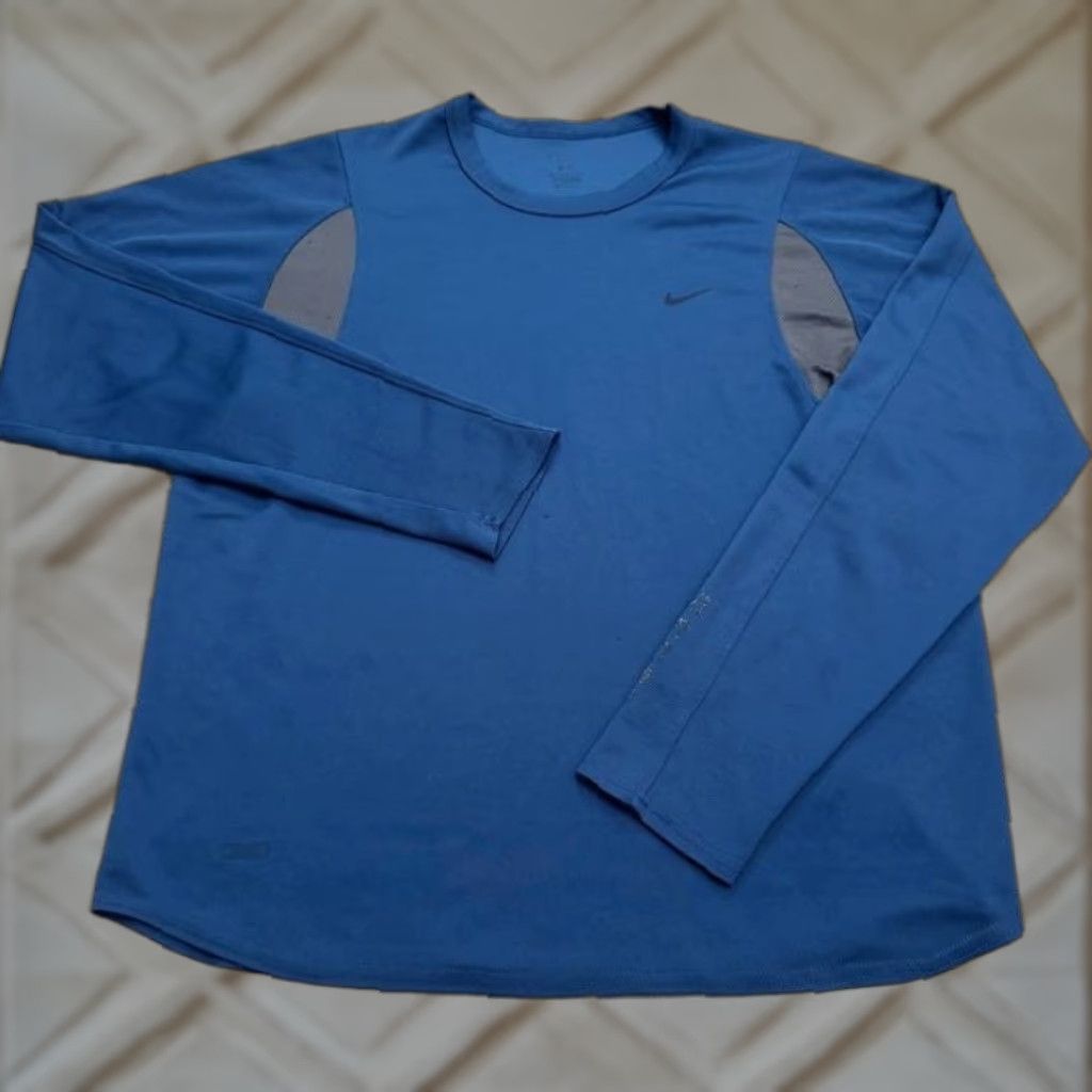 Nike Nike Long Sleeve T-Shirt Mens Medium Blue Crew Neck Athletic Tee Vintage Y2K Activewear Shirt Size US M / EU 48-50 / 2 - 1 Thumbnail