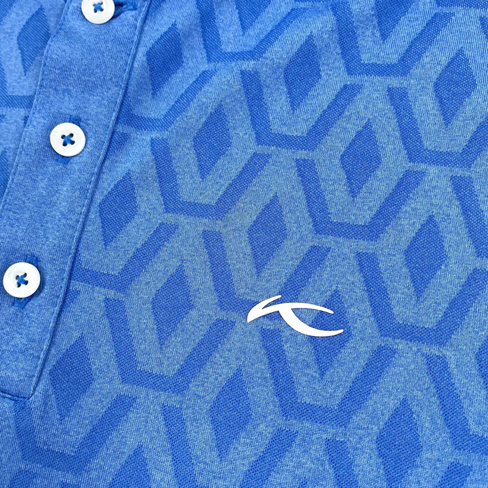 KJUS KJUS Polo Shirt Mens L Blue Jacquard Lance Knit Grove Performance Golf Tennis Walking Sports Size US L / EU 52-54 / 3 - 3 Thumbnail