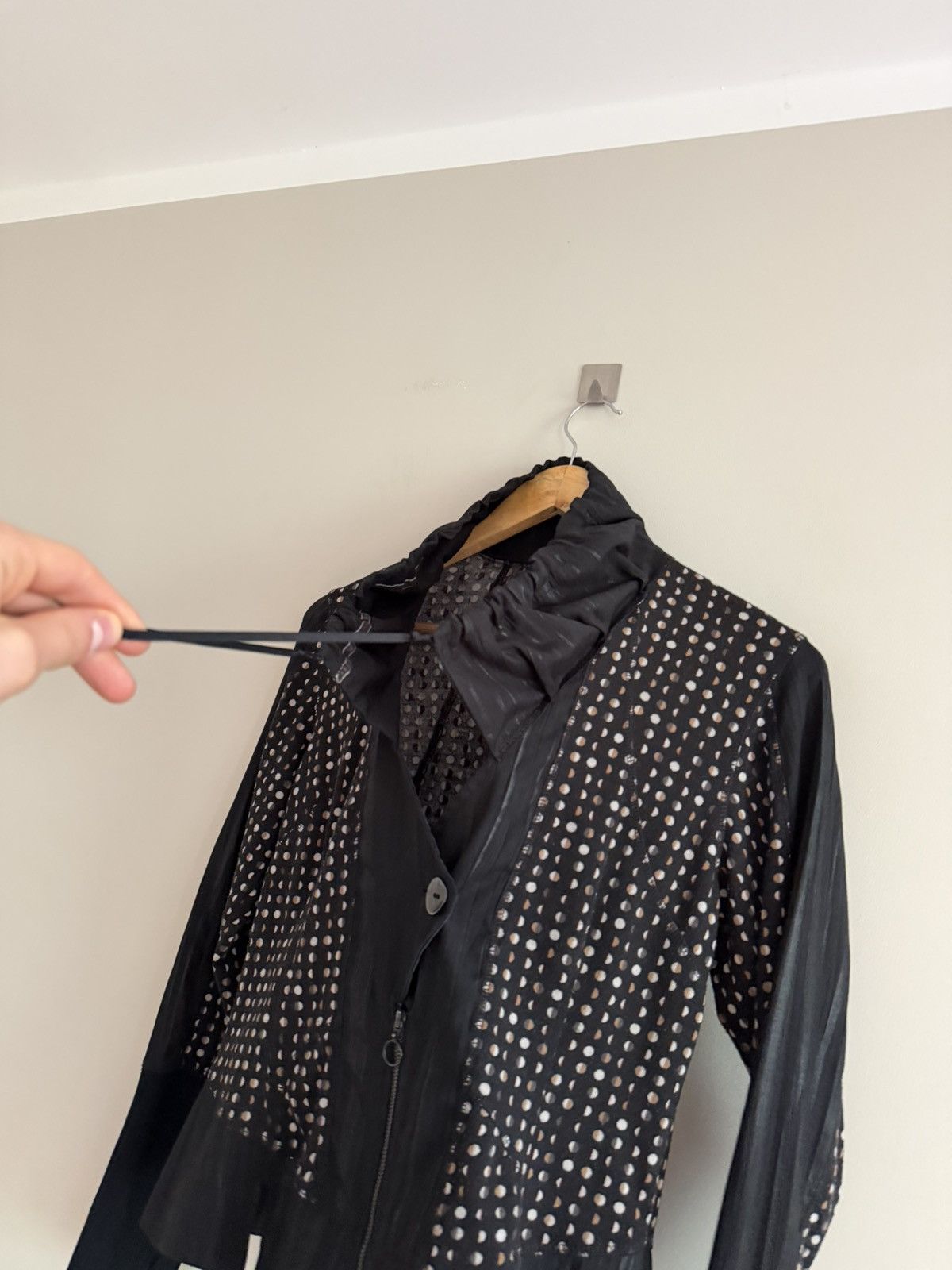Vintage Vintage Lightweight Polka Dot Jacket Black Ruffle Size S / US 4 / IT 40 - 5 Thumbnail