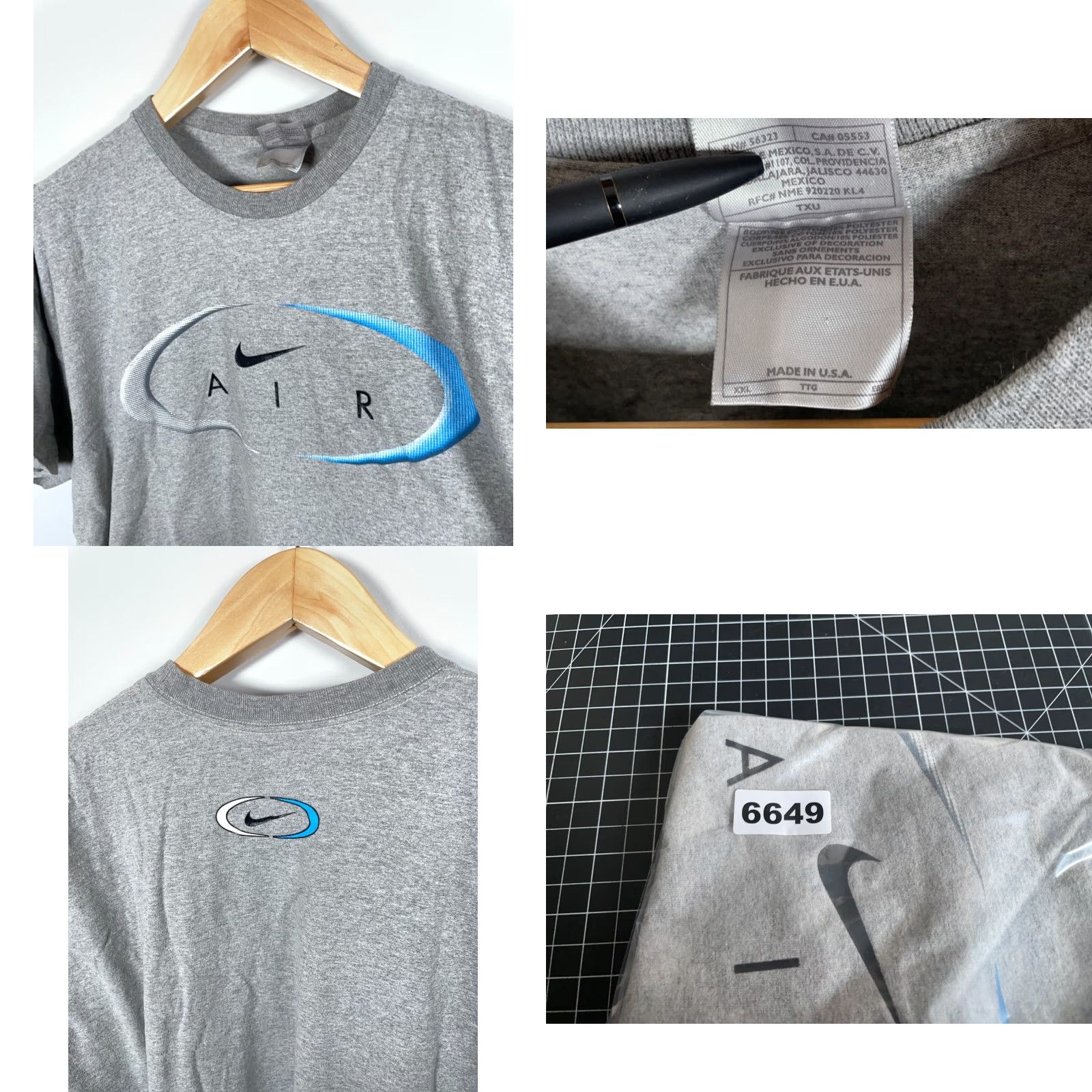 Nike Vintage Nike Air T-Shirt Men 2XL Gray Short Sleeve Crew Neck Double-Sided Print USA Made 2000s 90s Hipster Retro Graphic Size US XXL / EU 58 / 5 - 8 Thumbnail