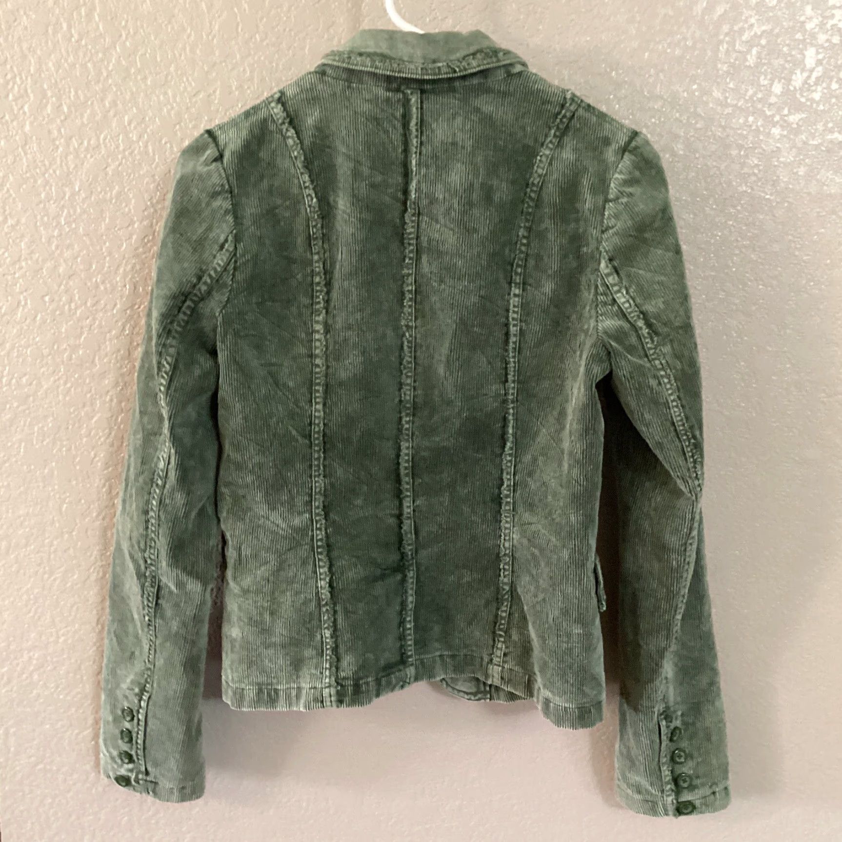 Vintage BKE Jacket Womens M Green Corduroy One Button Classic Casual Short Blazer Coat Size 32" / US 10 / IT 46 - 2 Thumbnail