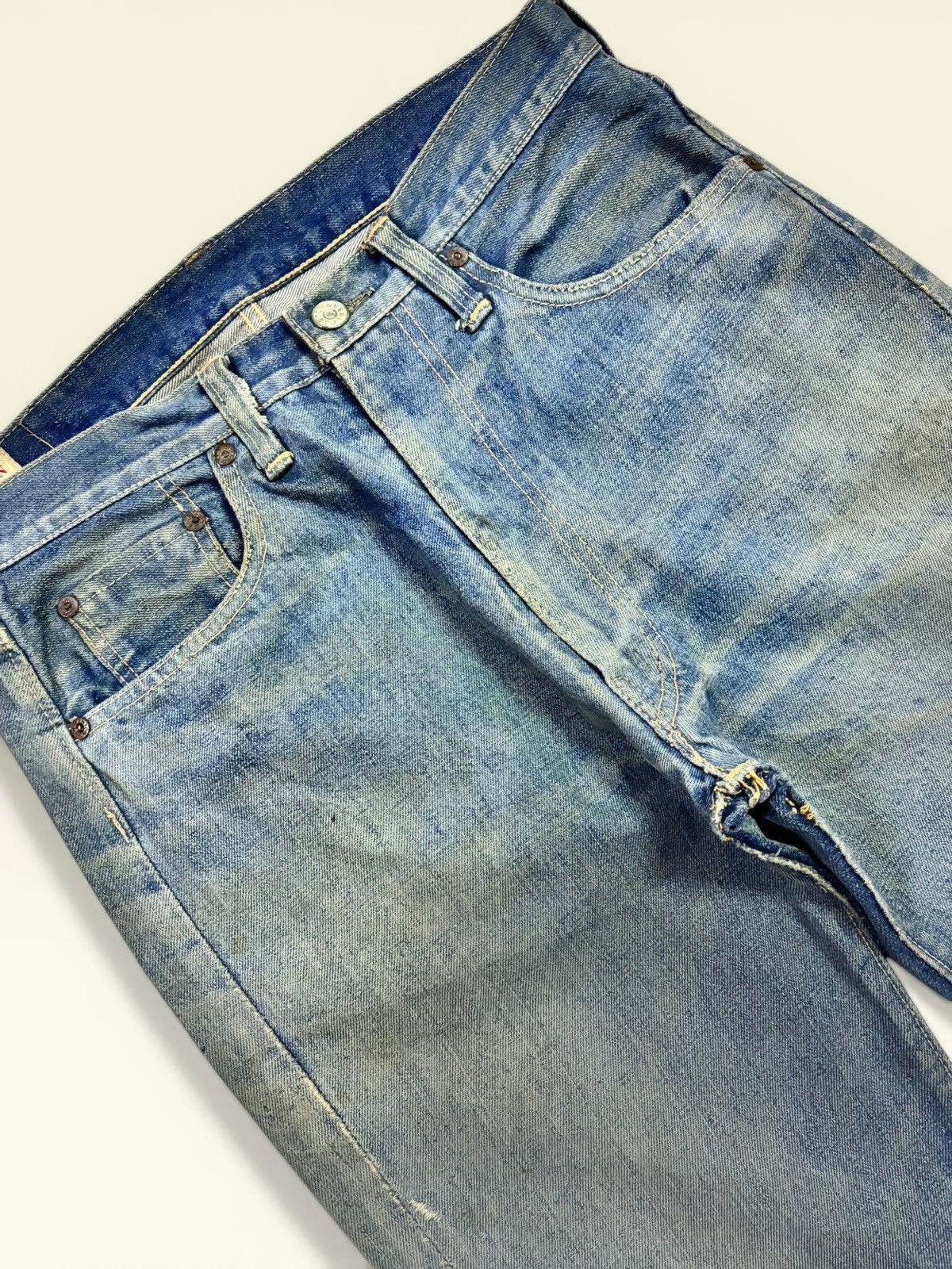 Japanese Brand Vtg 80s Canton Blue Washed Faded Sick Flared Jeans Size US 30 / EU 46 - 6 Thumbnail