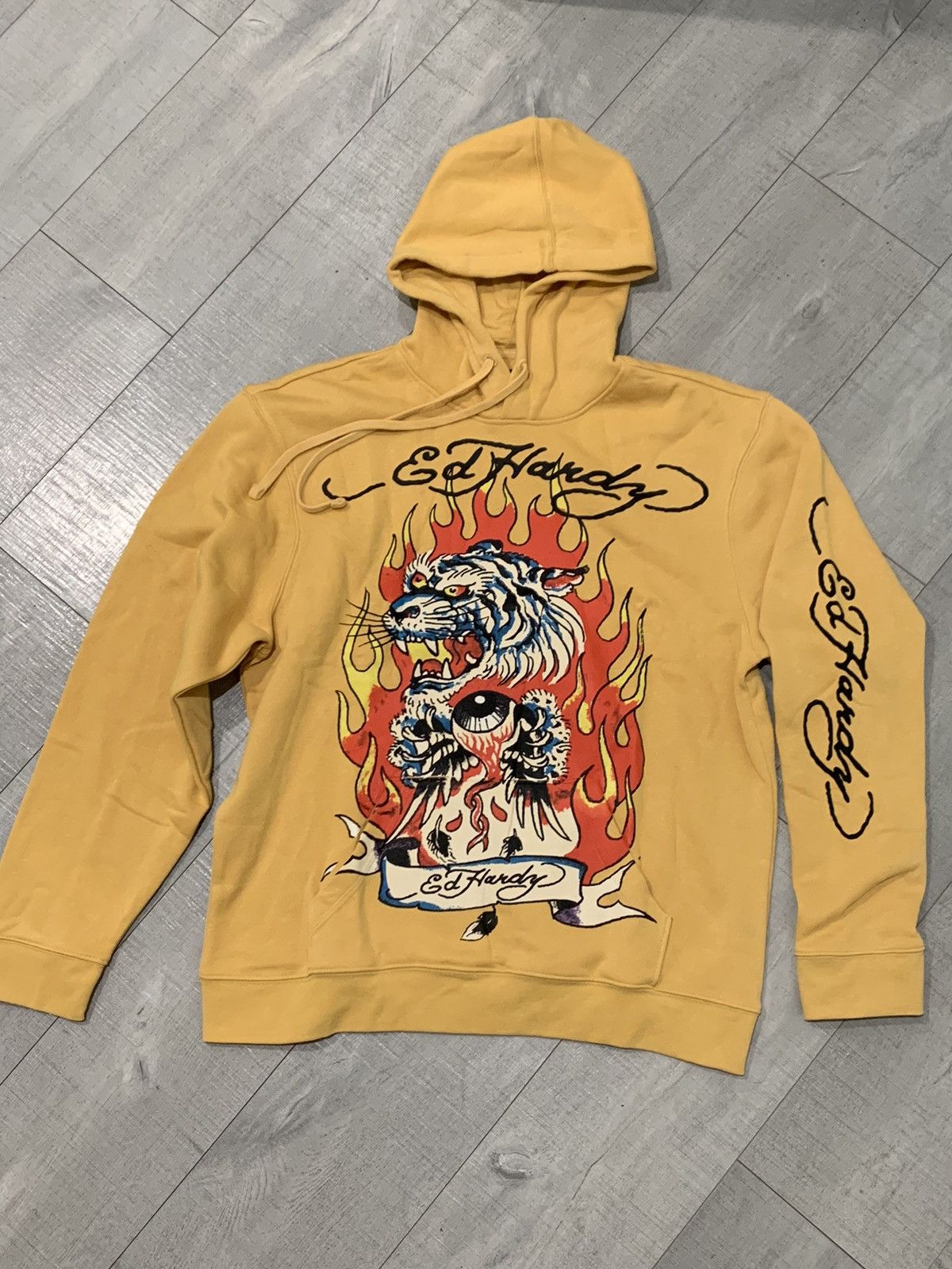 Ed Hardy *RARE* New Ed Hardy Flame Tiger Eyeball Hoodie Big Print AOP Size US XL / EU 56 / 4 - 1 Thumbnail