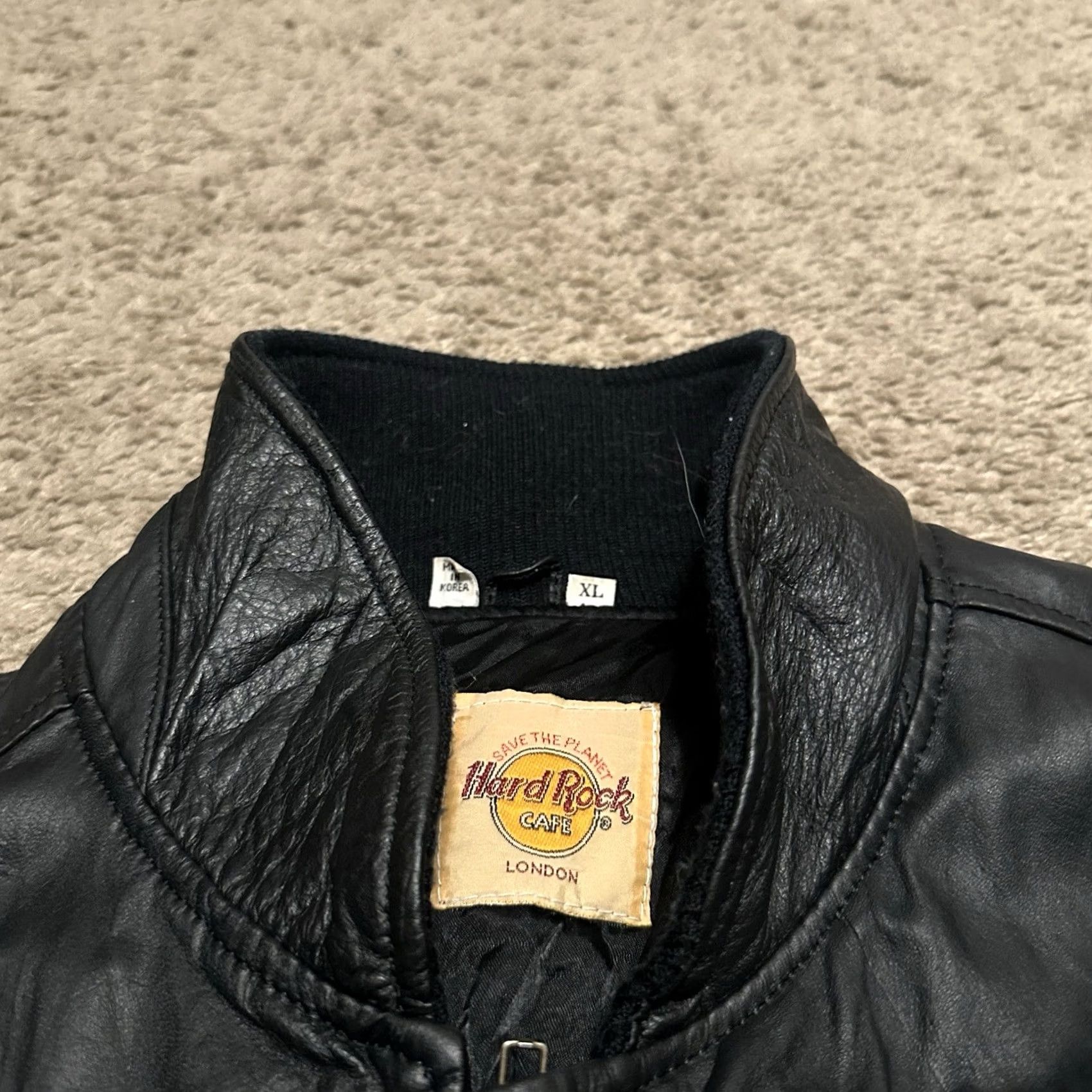 Hard Rock Cafe VINTAGE Hard Rock Leather Bomber Jacket Mens XL Black 90s Embroidered Logo Size US XL / EU 56 / 4 - 3 Thumbnail