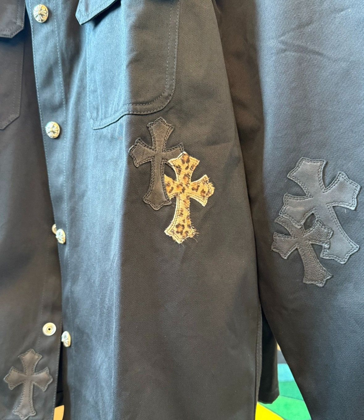 Chrome Hearts Leopard black cross patch work dog shirt jacket Size US XL / EU 56 / 4 - 5 Thumbnail