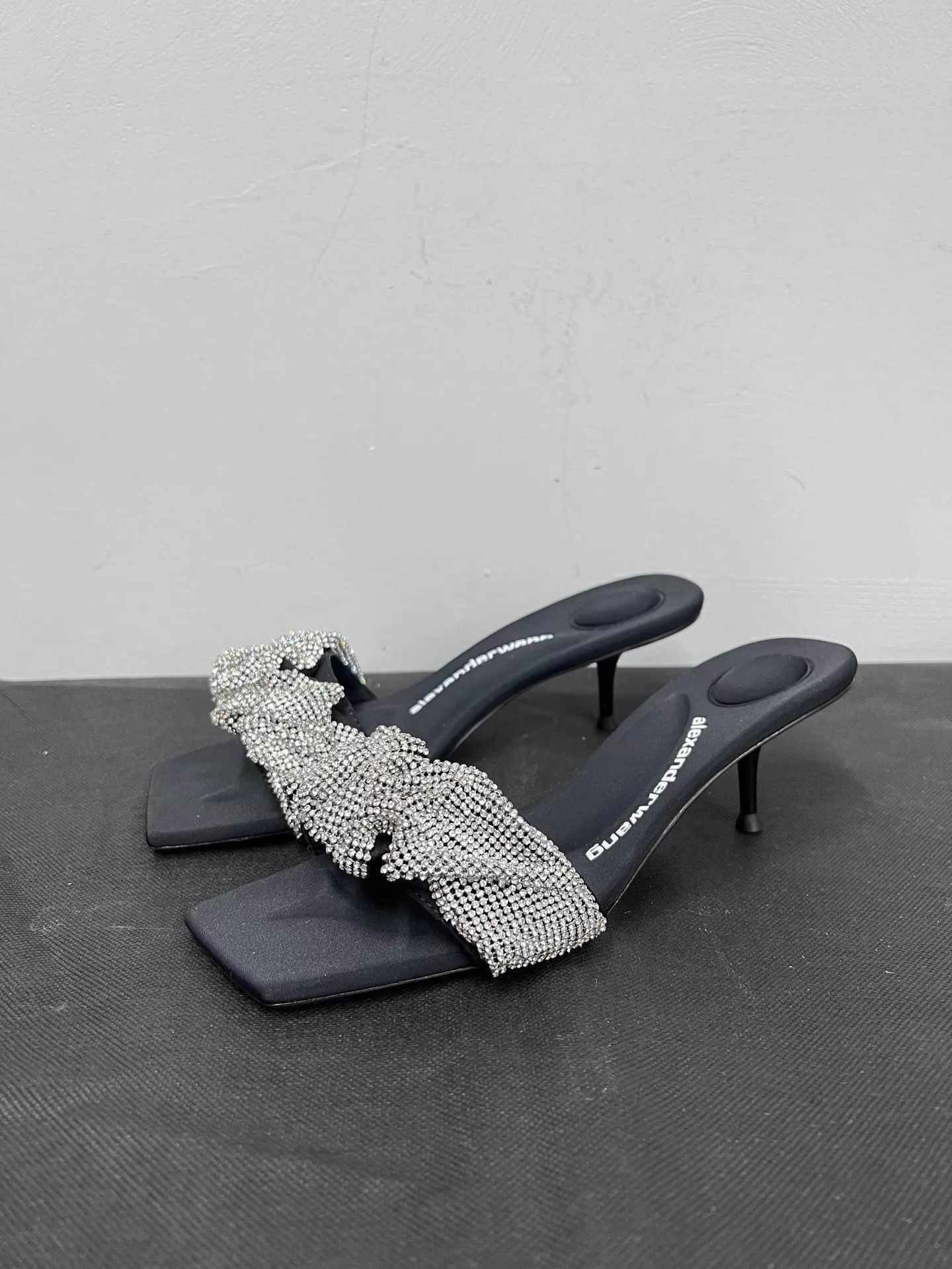 Alexander Wang Alexander Wang Black Crystal Heel Slide Sandals 38 Size US 7.5 / IT 37.5 - 1 Thumbnail
