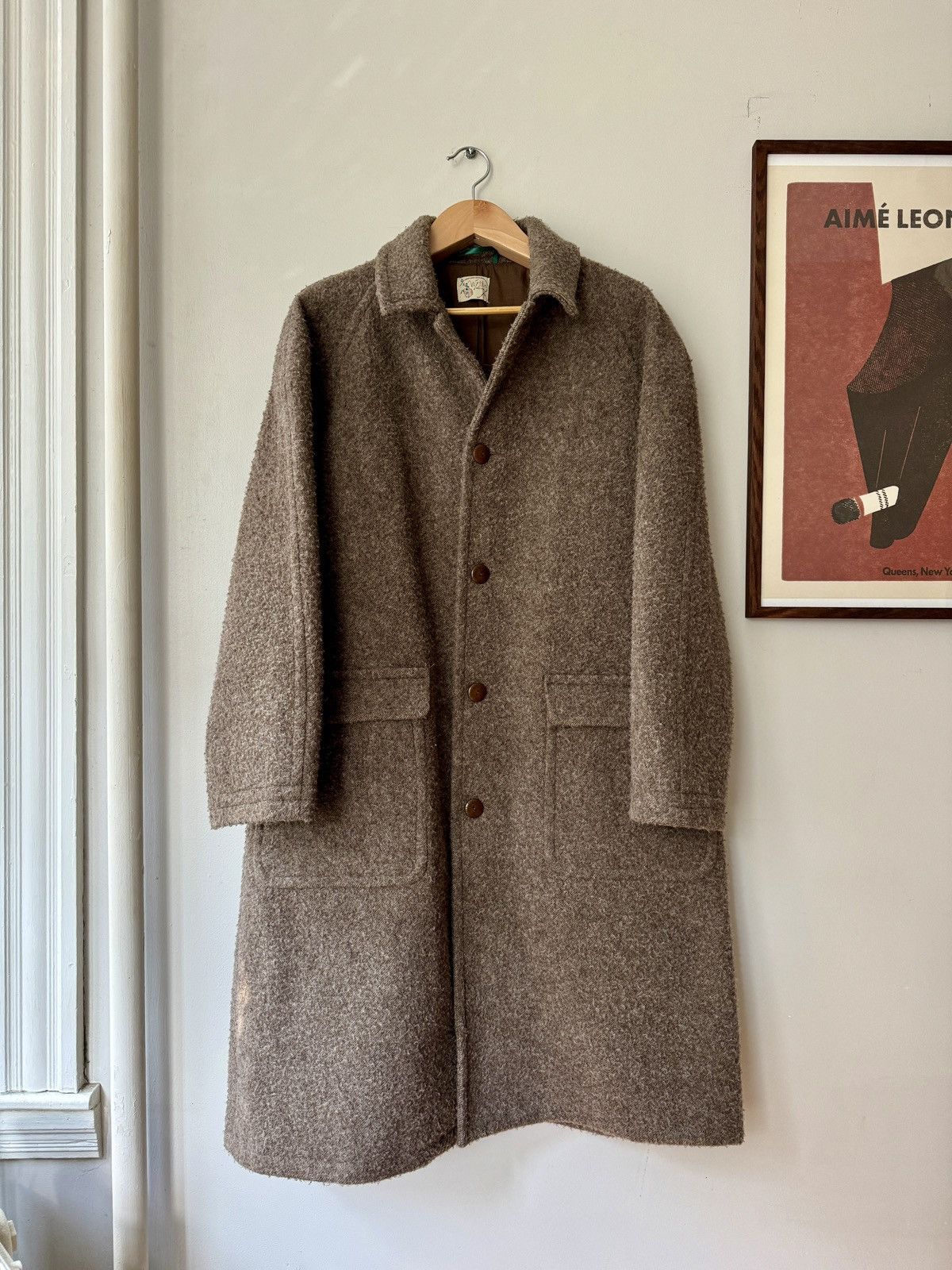 WYTHE Wythe Raglan Wool Overcoat in Brown/Cream Twill Casentino