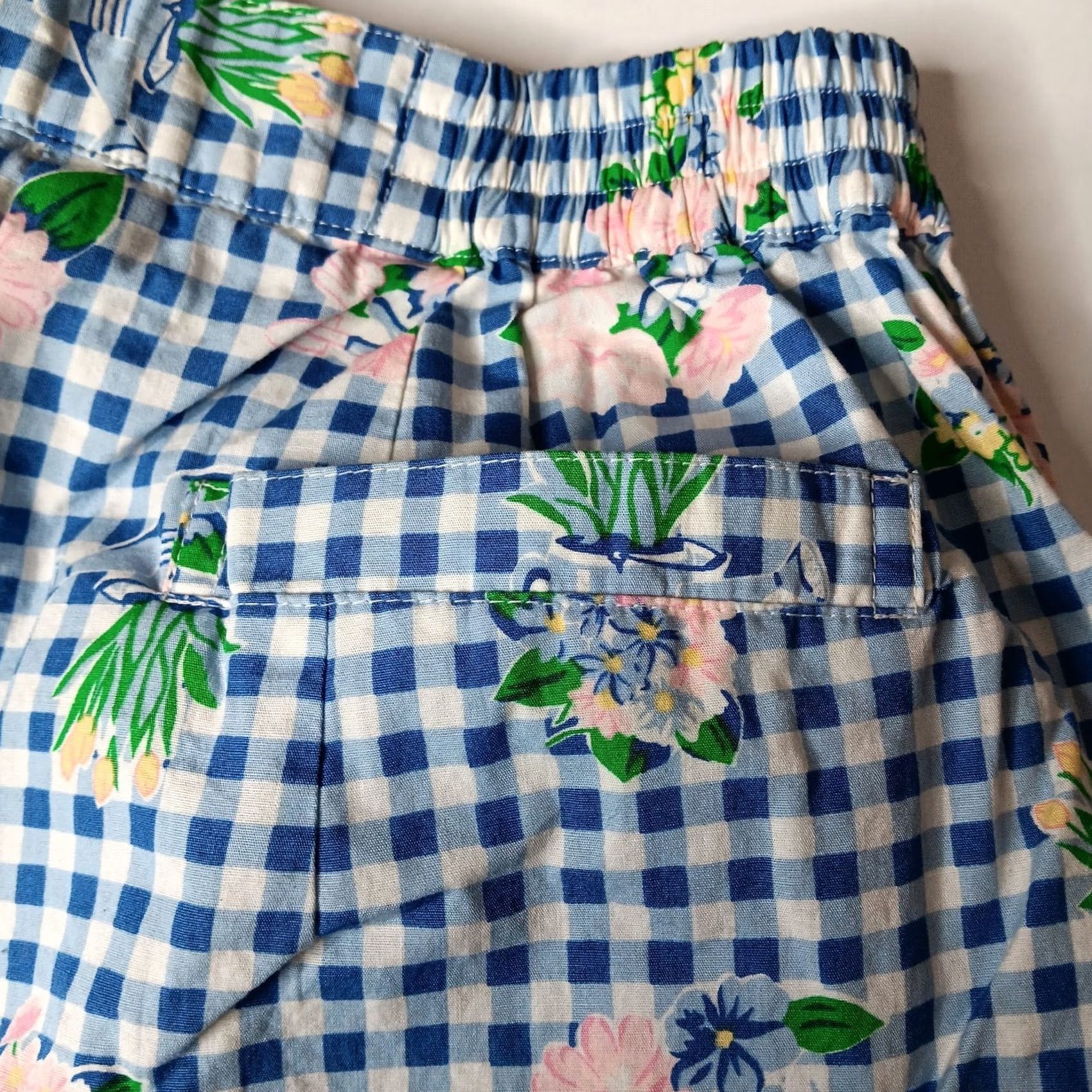 Vintage VINTAGE The Eagle's Eye Shorts Womens M Plaid Flower Garden Pleated Bow Blue 100% Cotton Spring Summer Fall Size 32" / US 10 / IT 46 - 6 Thumbnail