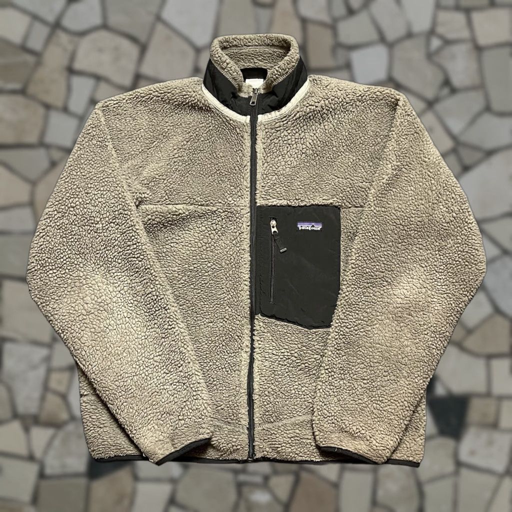 VINTAGE Patagonia Retro-X Deep Pile Fleece Grey Full Zip Anorak Jacket Mens L