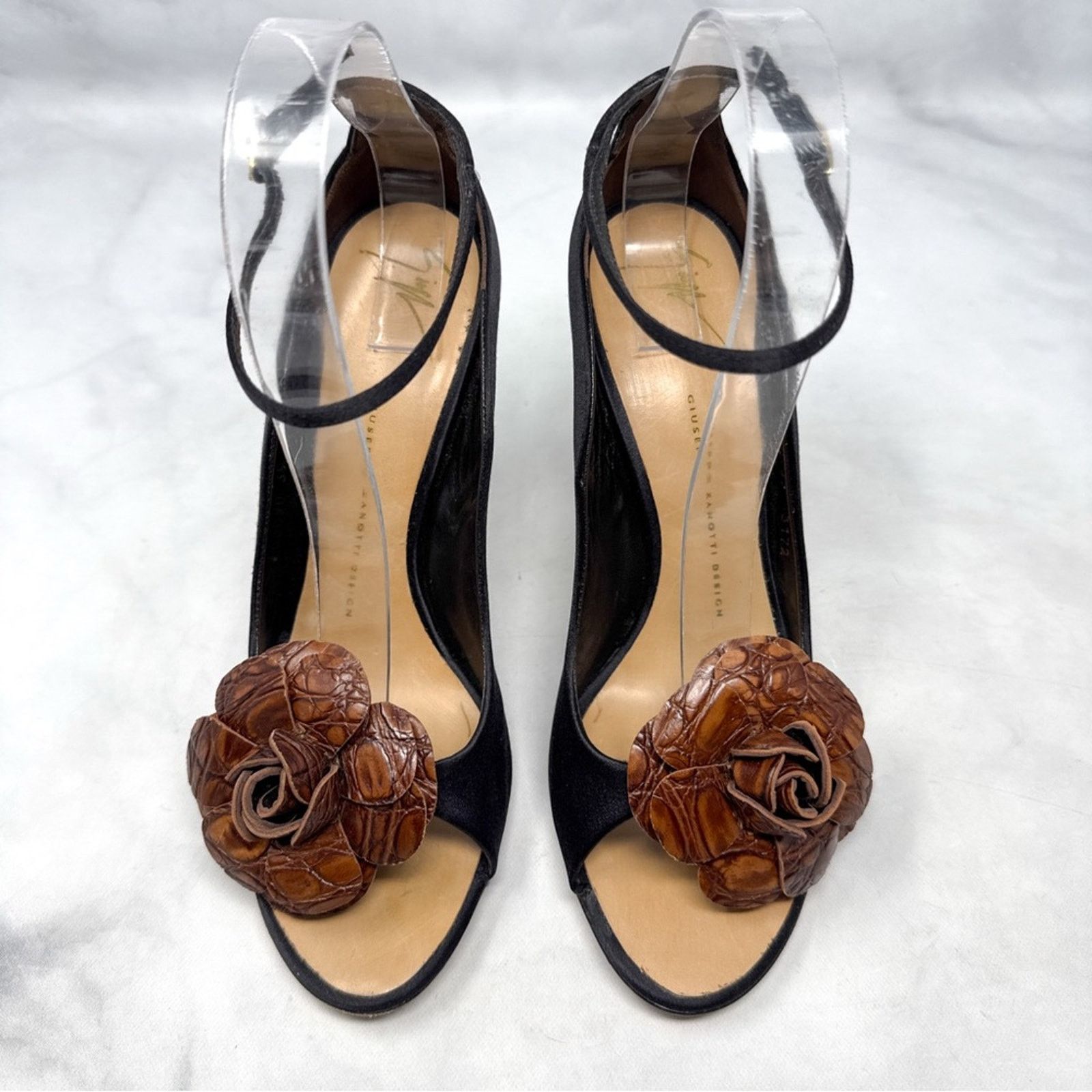 Giuseppe Zanotti Giuseppe Zanotti Vintage Y2K Leather Croc Flower Silk Heels Size US 9 / IT 39 - 1 Thumbnail