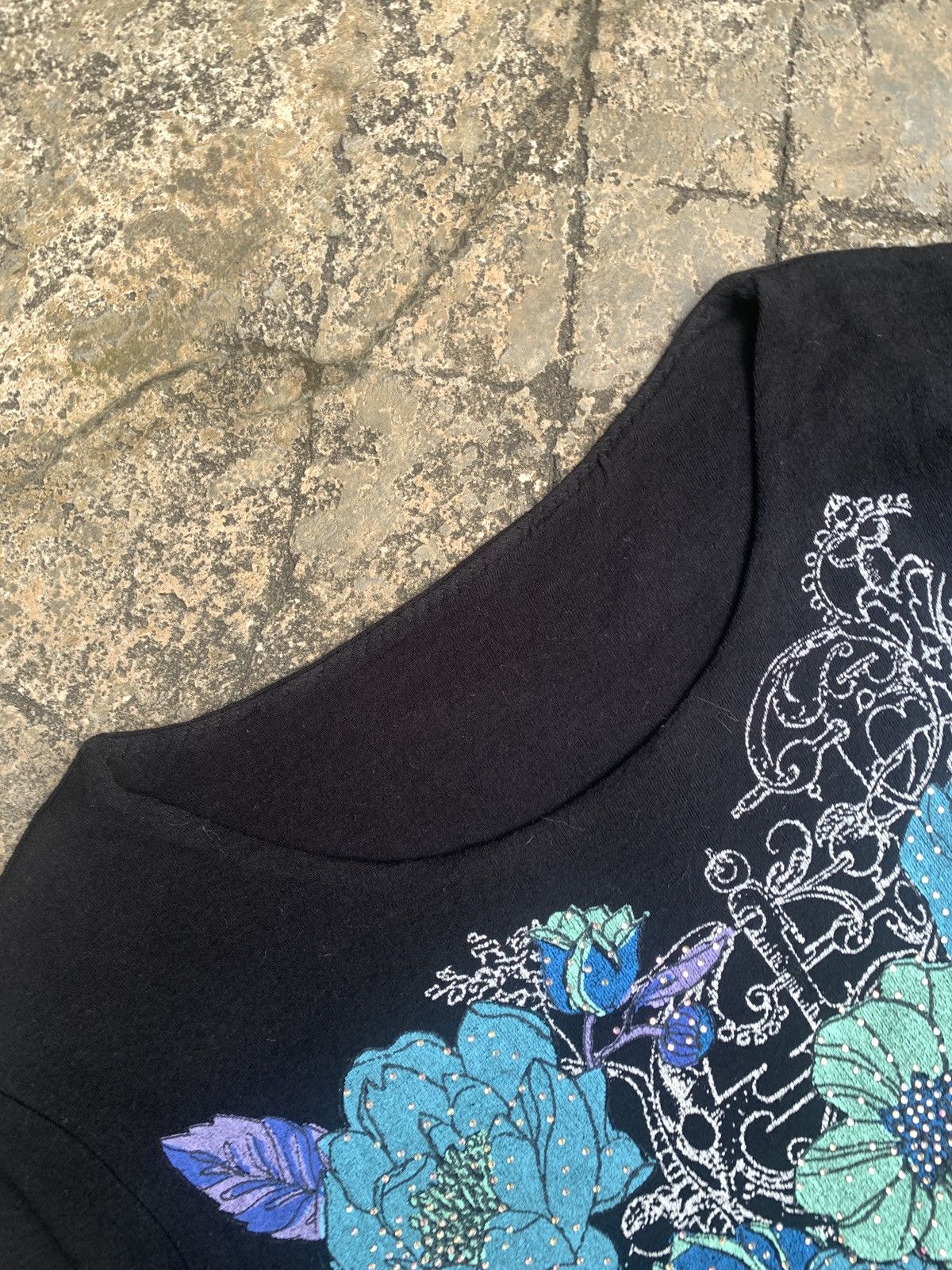 Japanese Brand y2k to the angel Japan Black Floral Poem Quotes Graphic Top Size M / US 6-8 / IT 42-44 - 7 Thumbnail