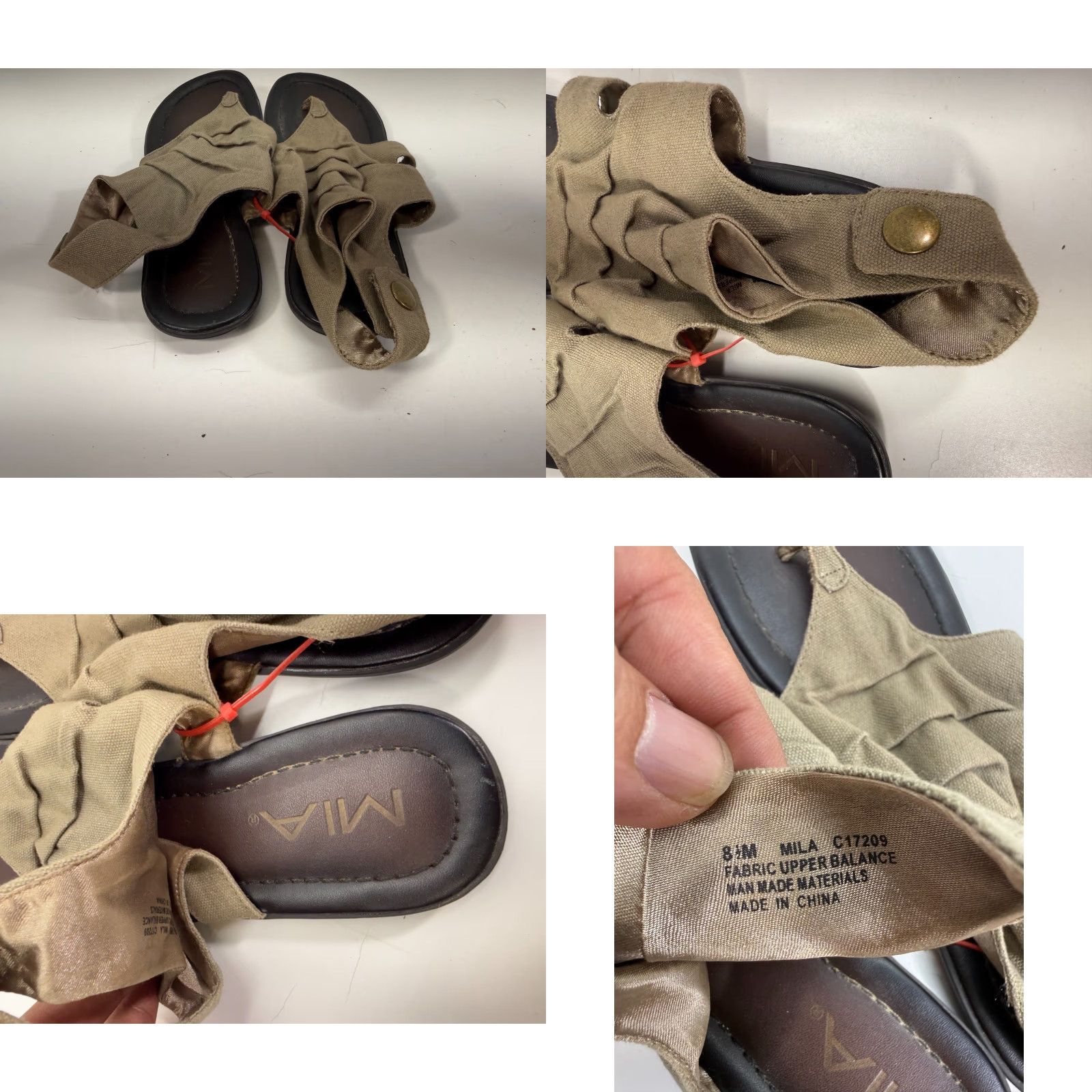Vintage Mia Mila Thong Sandals Womens 8.5 M Khaki Green Canvas Beach Comfort Sandal Flip Flop Casual Travel Size US 9 / IT 39 - 8 Thumbnail