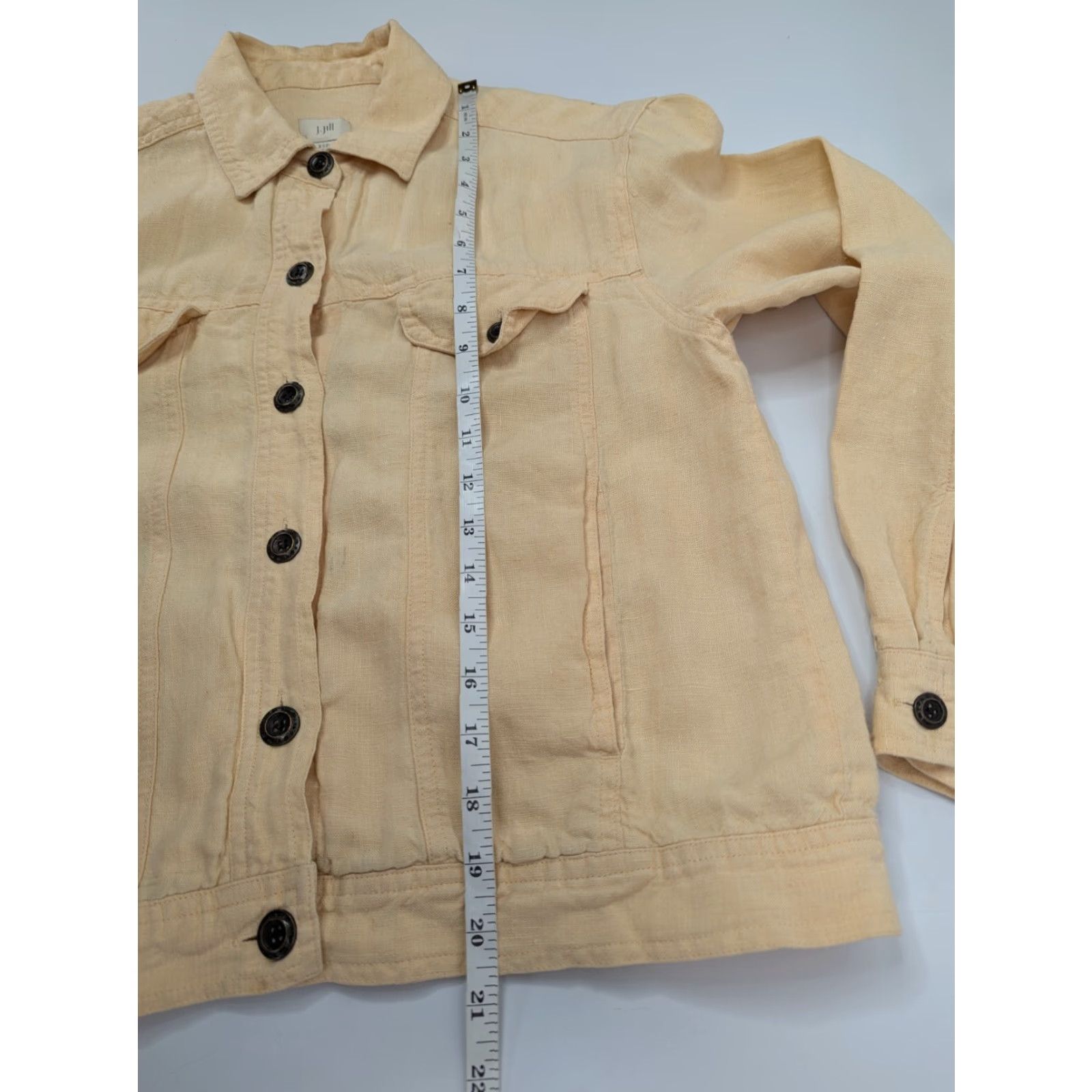 J. Jill VINTAGE J Jill Jacket Women's XS Petite Yellow Linen Button Up Long Sleeve Pockets Size XS / US 0-2 / IT 36-38 - 7 Thumbnail